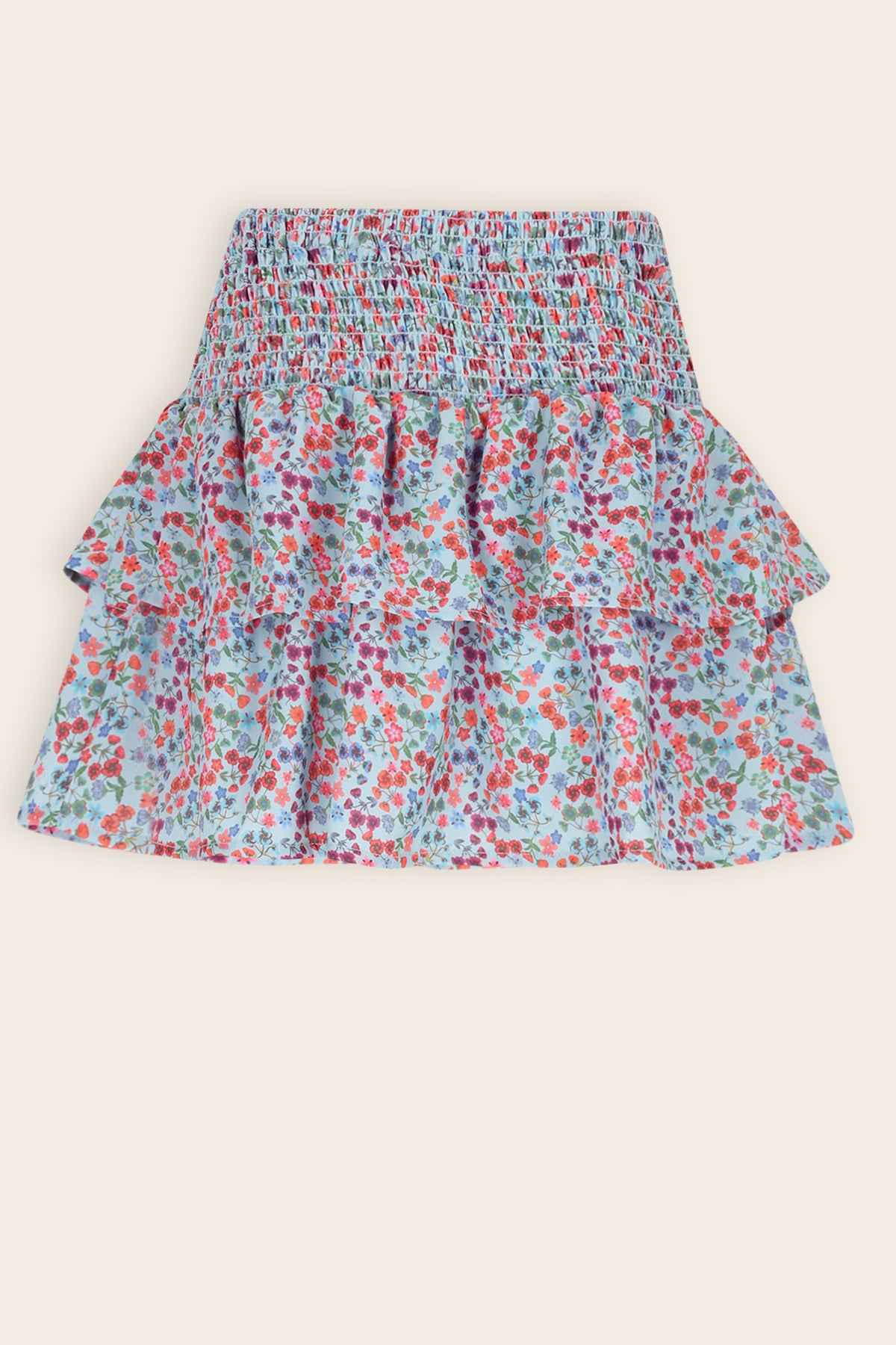 Nika Gesmokte Geprinte Rok Blauw