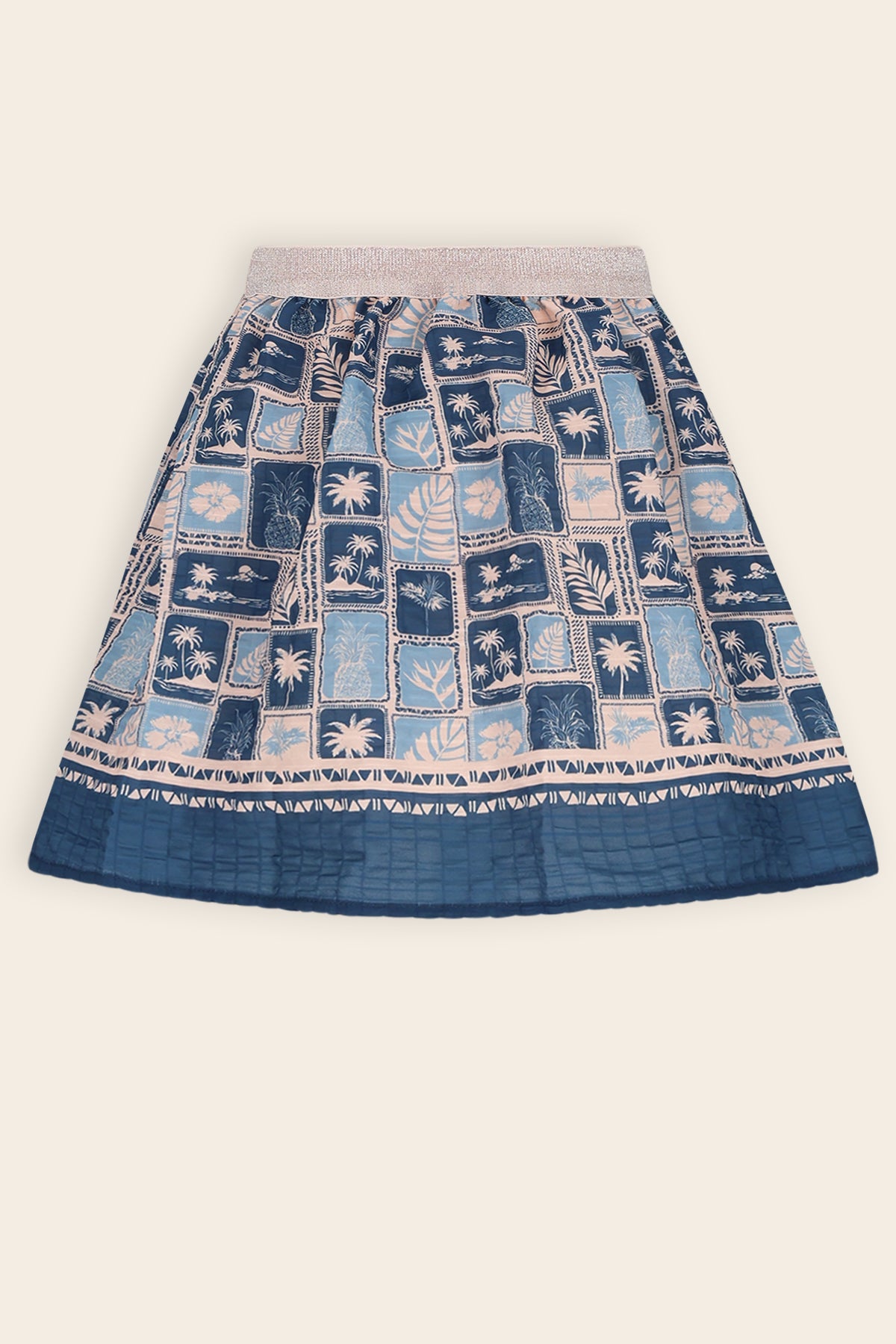 Ninu Geprinte Seersucker Rok Blauw