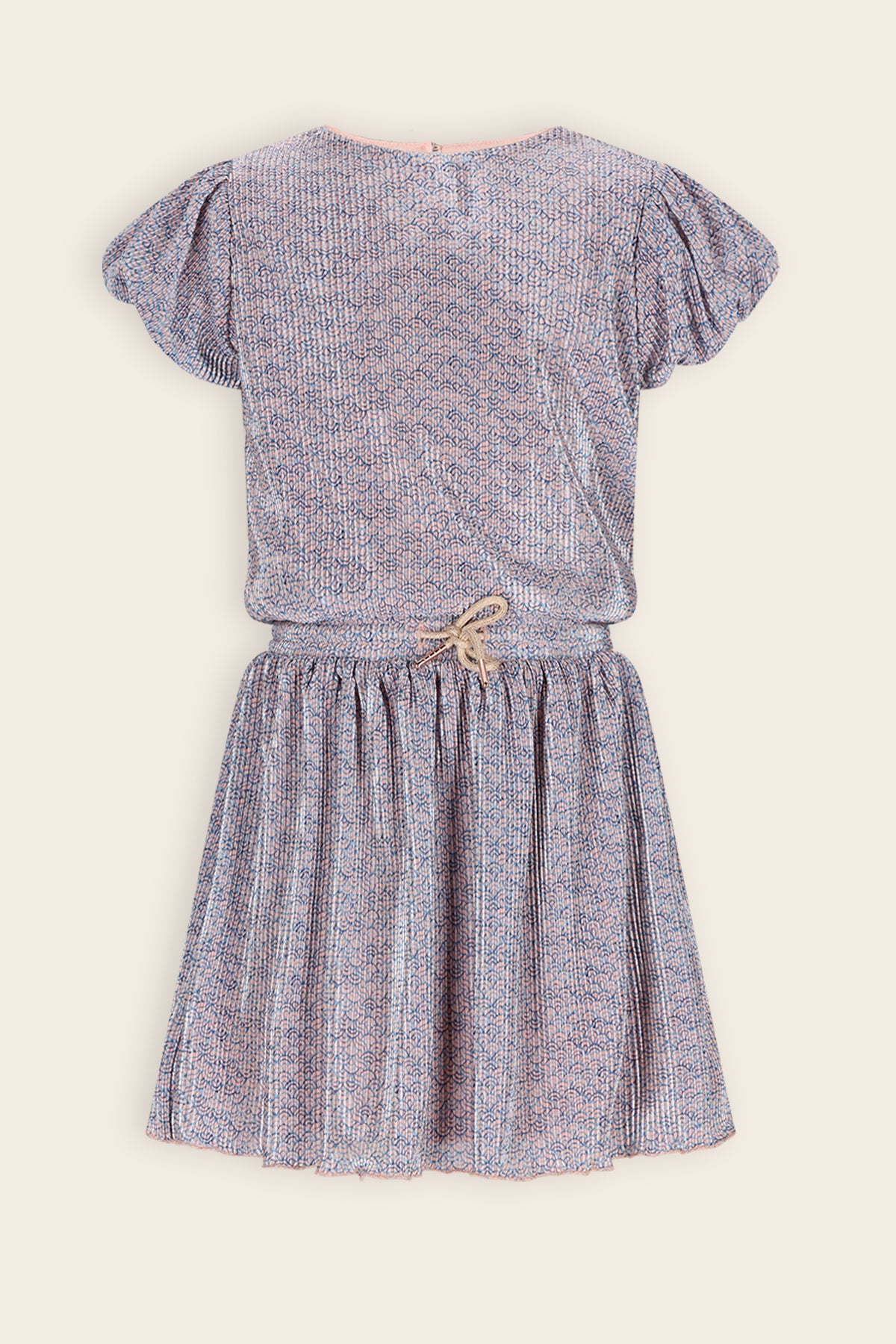 Miron Geprinte Plissee Jurk Blauw