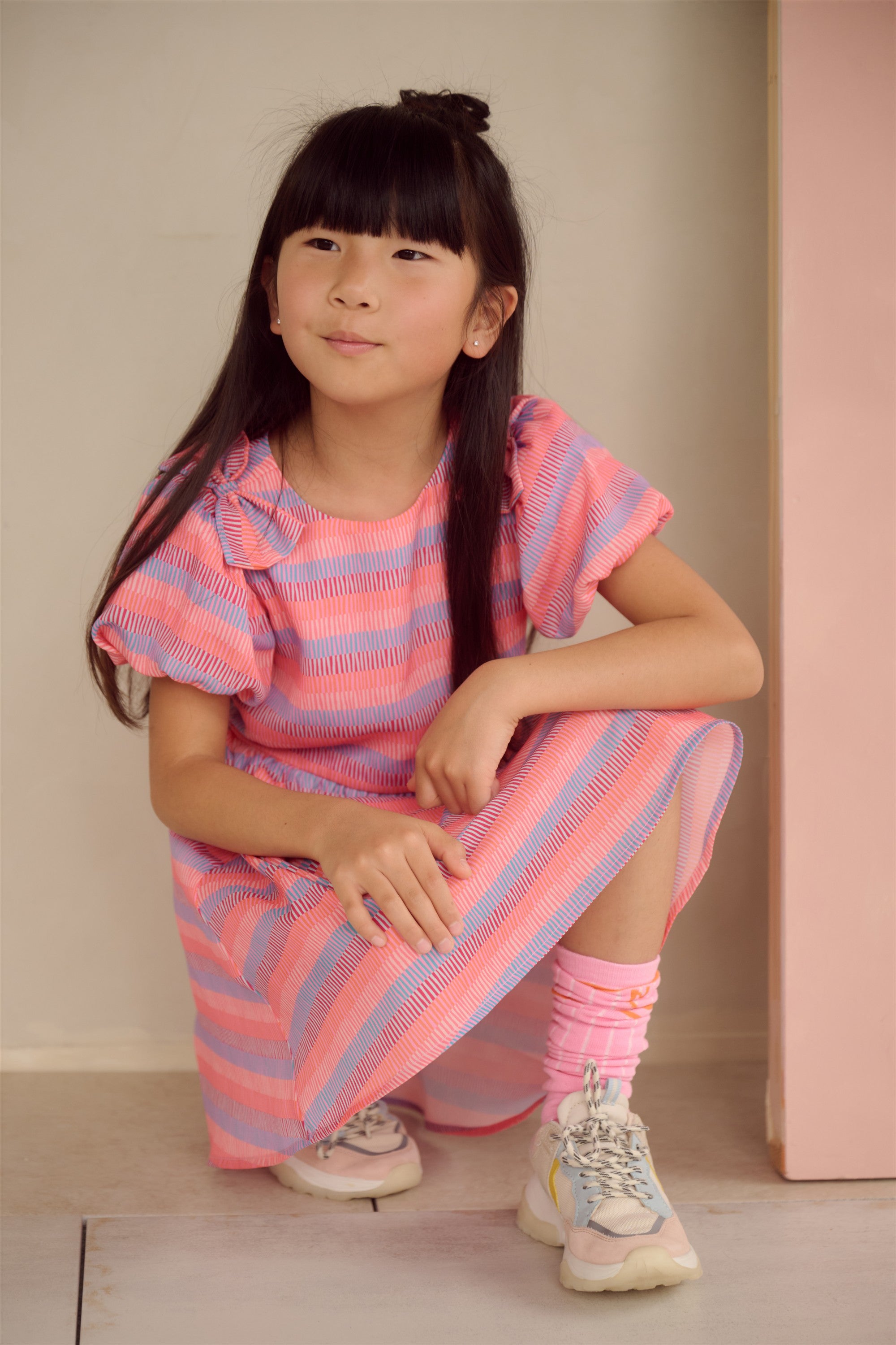 Knees Lange Smiley Sok Roze