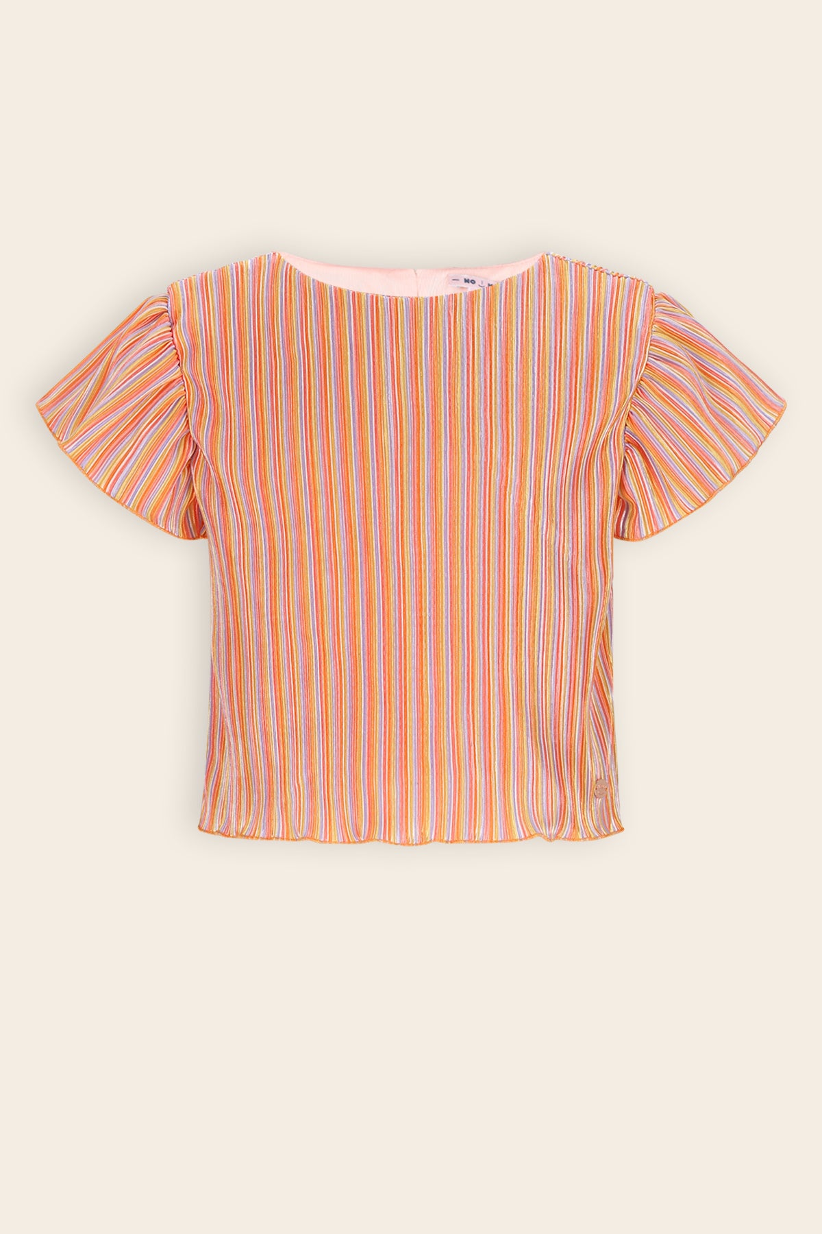 Tiana Striped Pleated Top Coral Orange