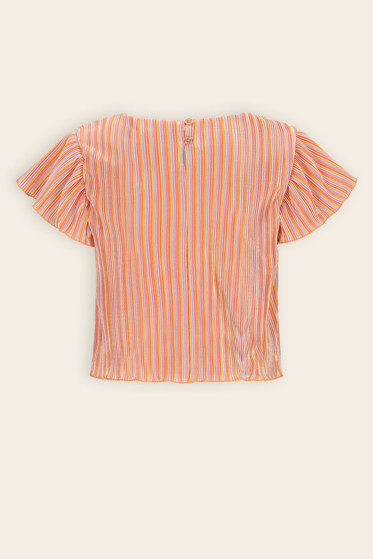 Tiana Gestreepte Plisse Top Koraal Oranje