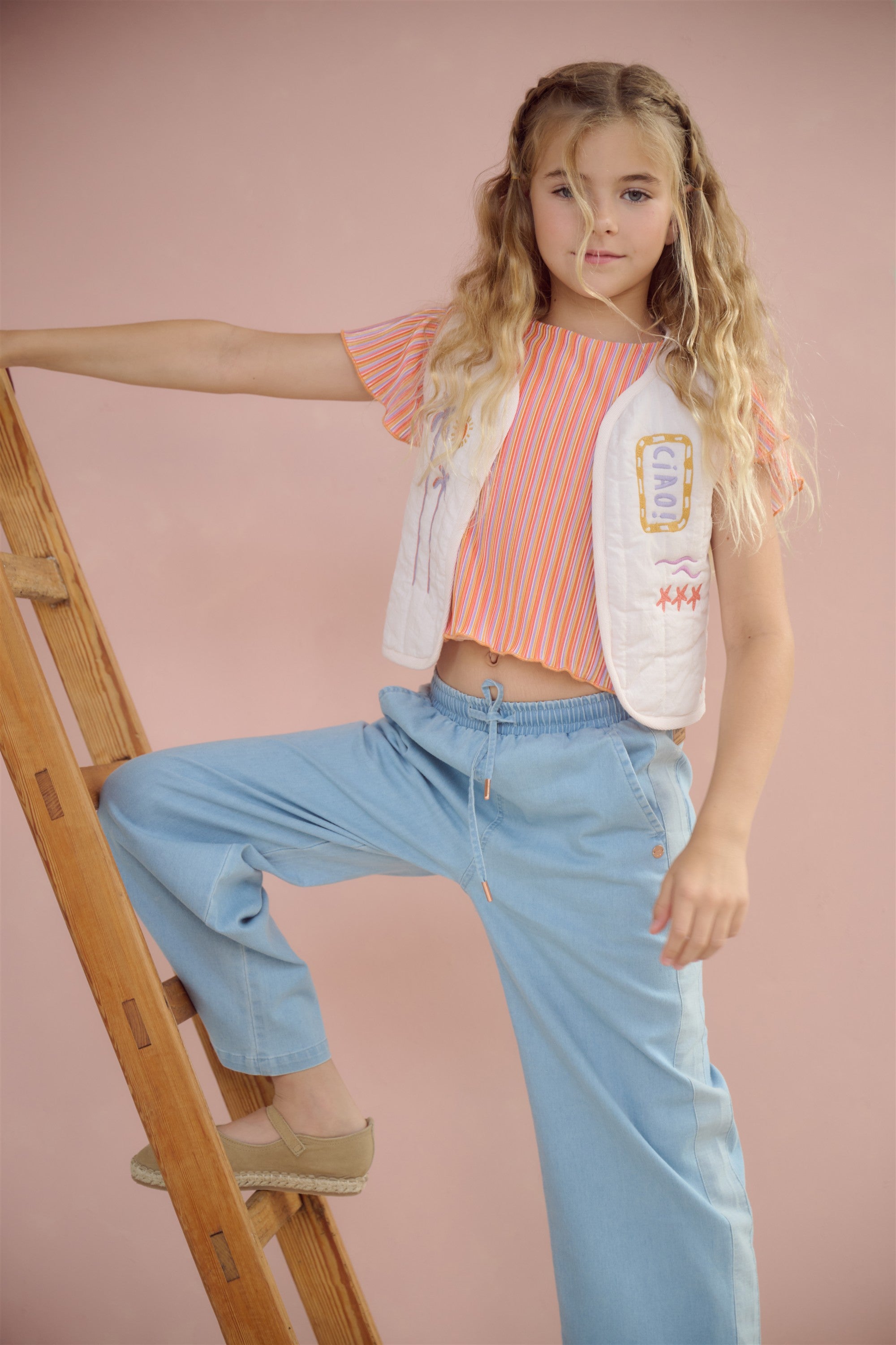 Kadi Embroidered Gilet Light Pink