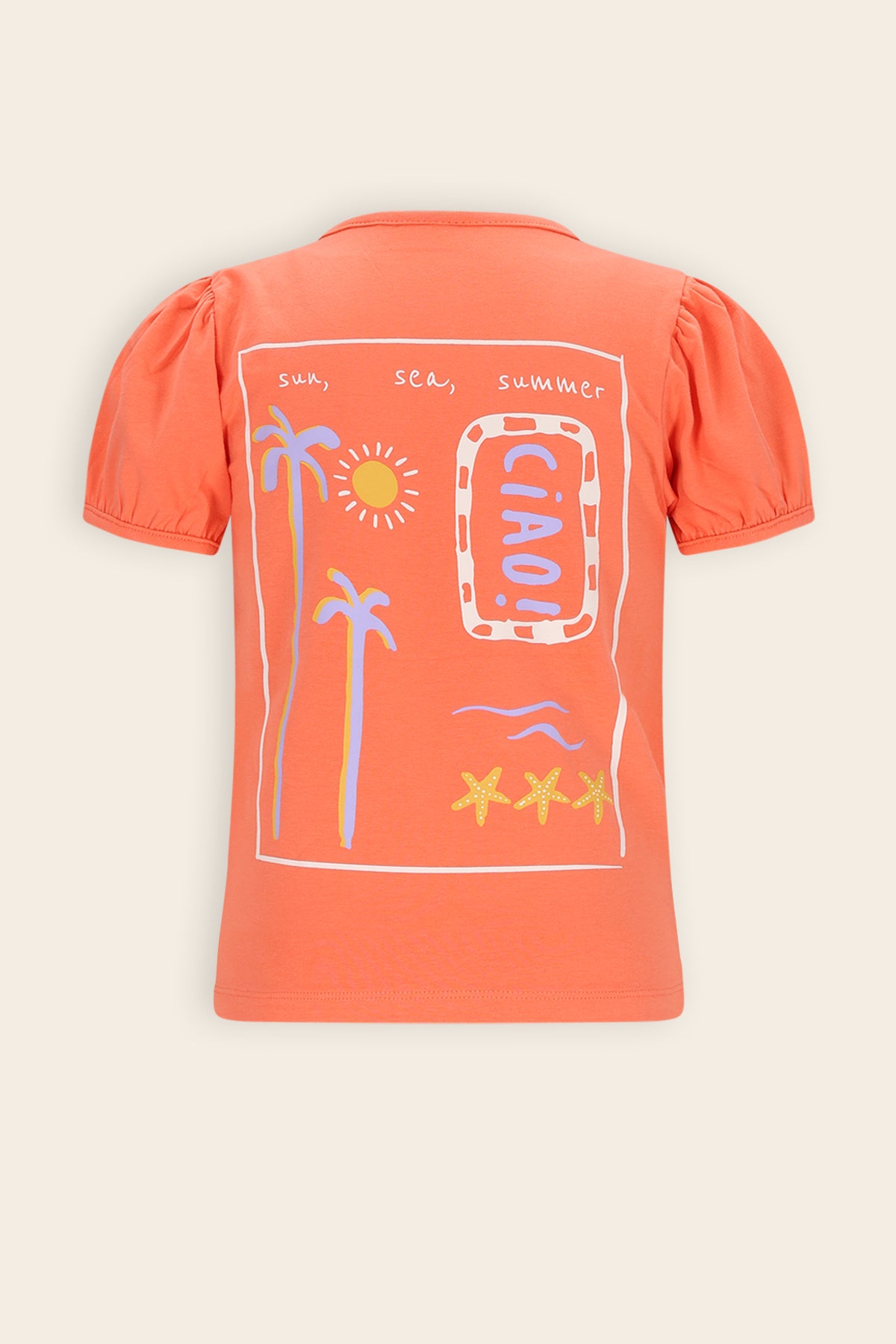 Karen Tshirt CIAO rugprint Koraal Oranje