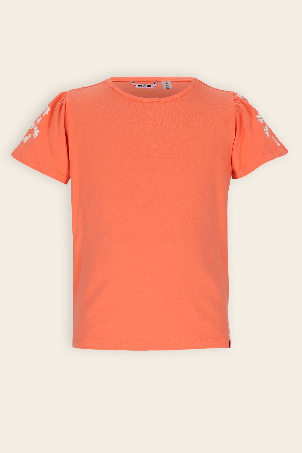 Kaby T-shirt Floral print on sleeve Coral Orange