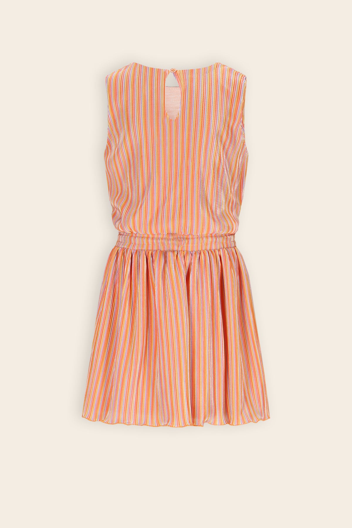 Miral Gestreepte Plisse Jurk Koraal Oranje