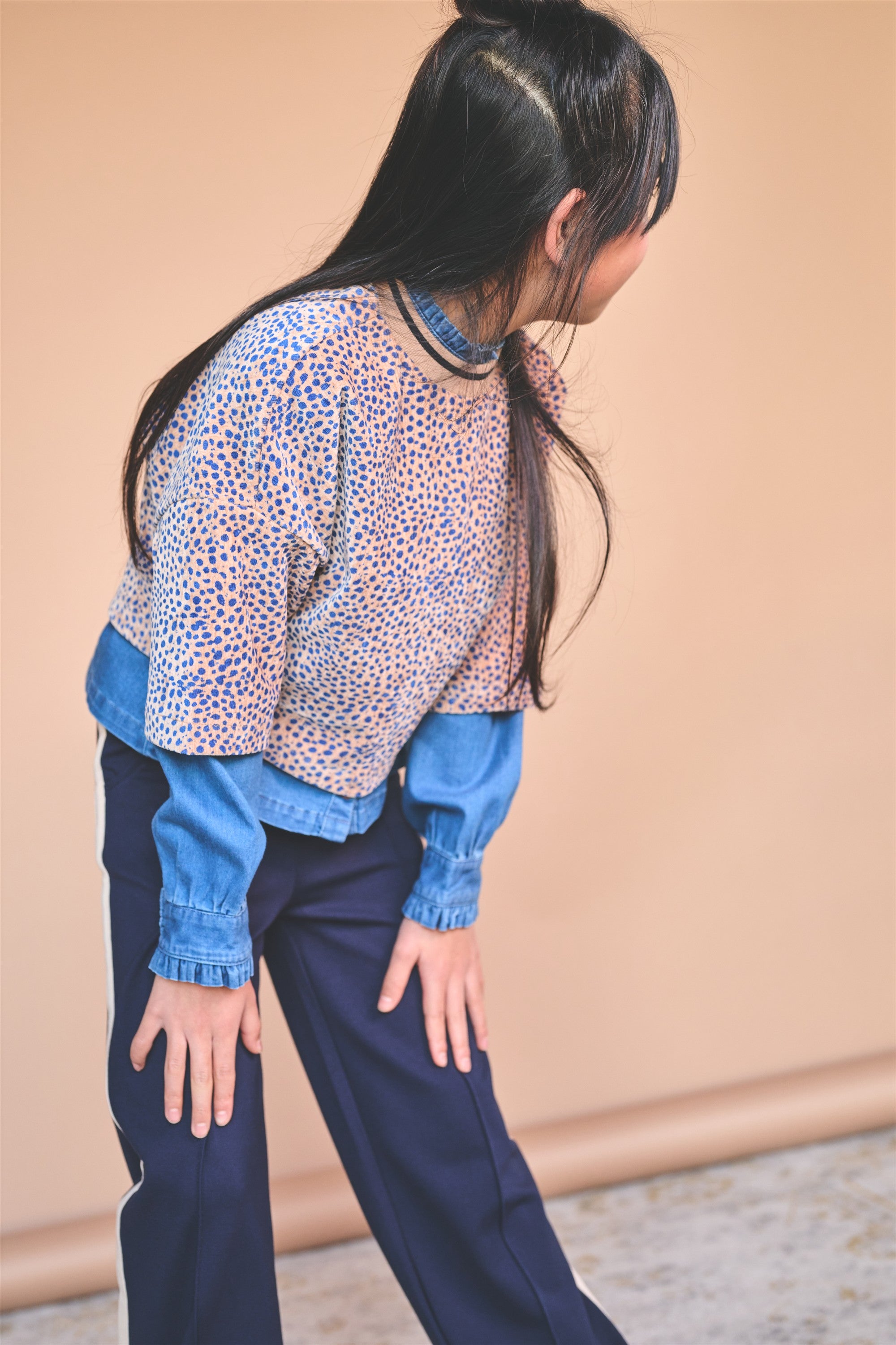 Kaily Printed Velvet Top Brown