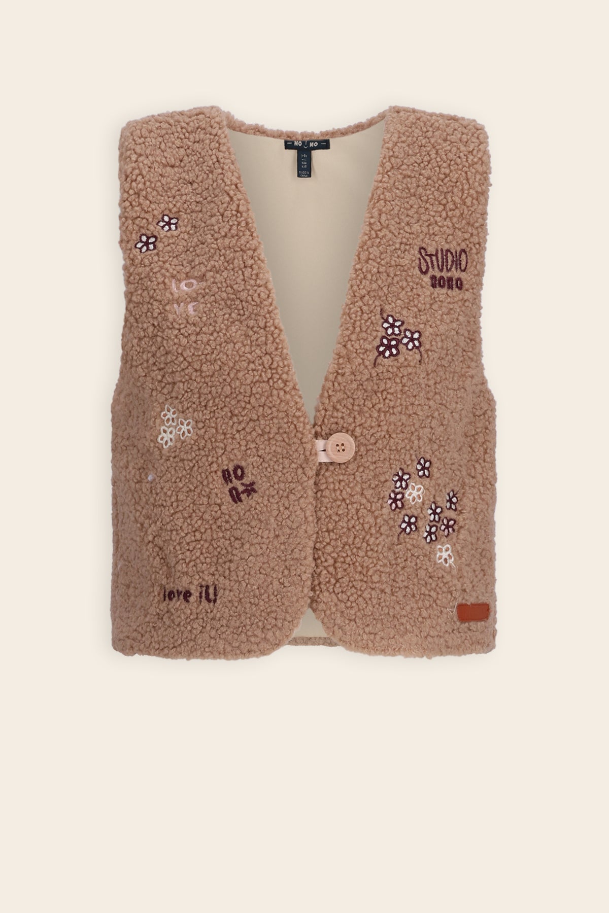 Kadi Geborduurde Teddy Gilet Bruin