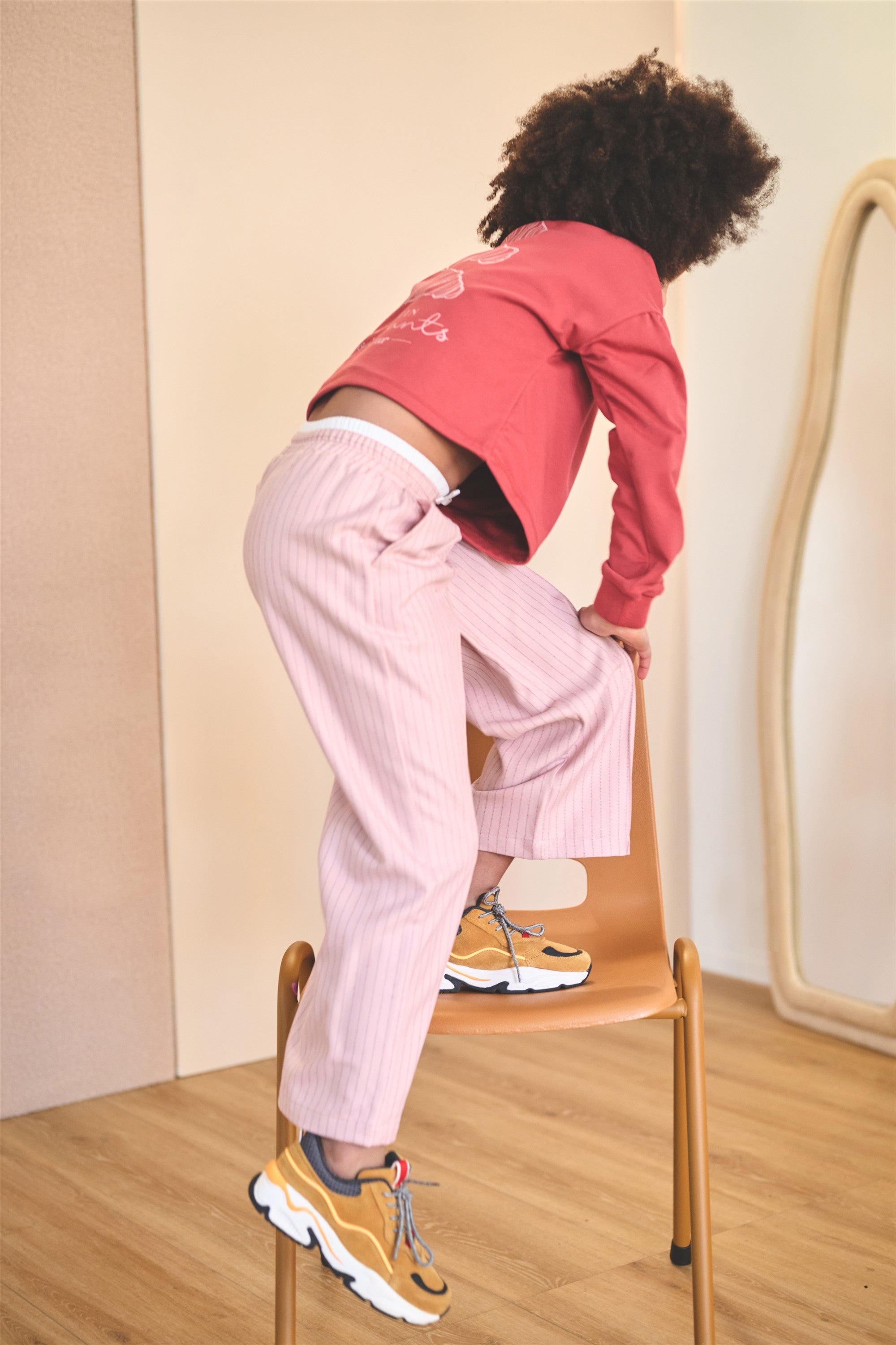 Sarah Gestreepte Wijde Broek Roze