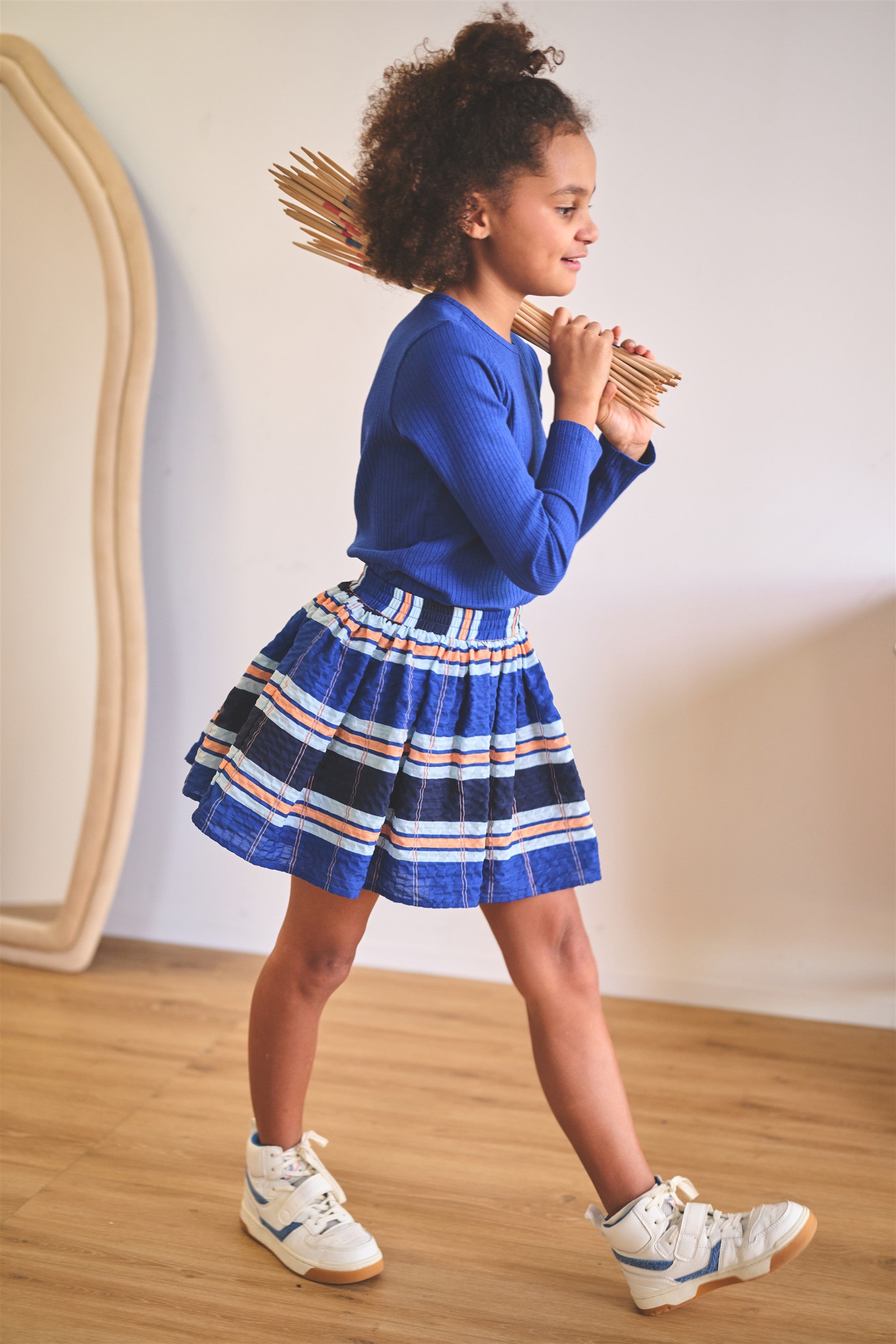 Ninu Geruite Rok Blauw