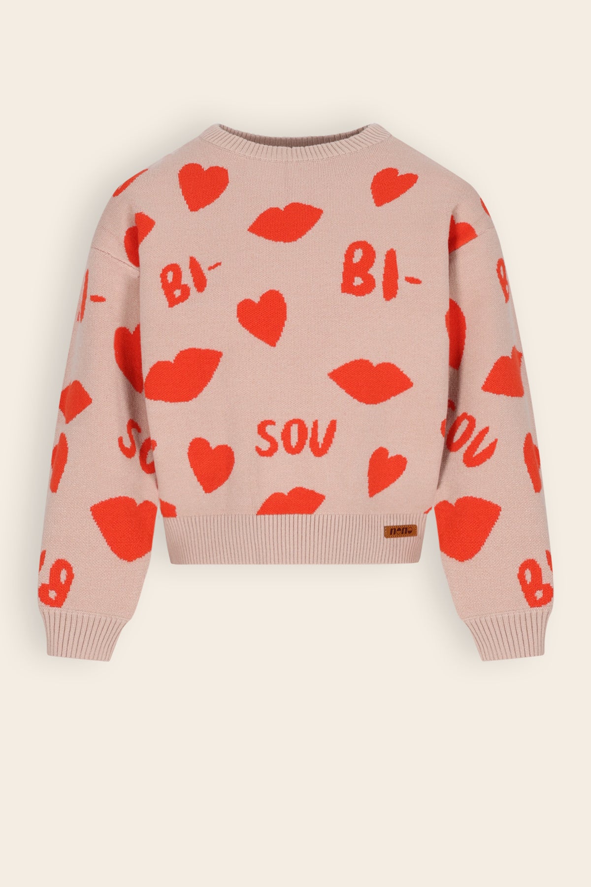 Katie Knitted Jacquard 'Bisou' Jumper Sand