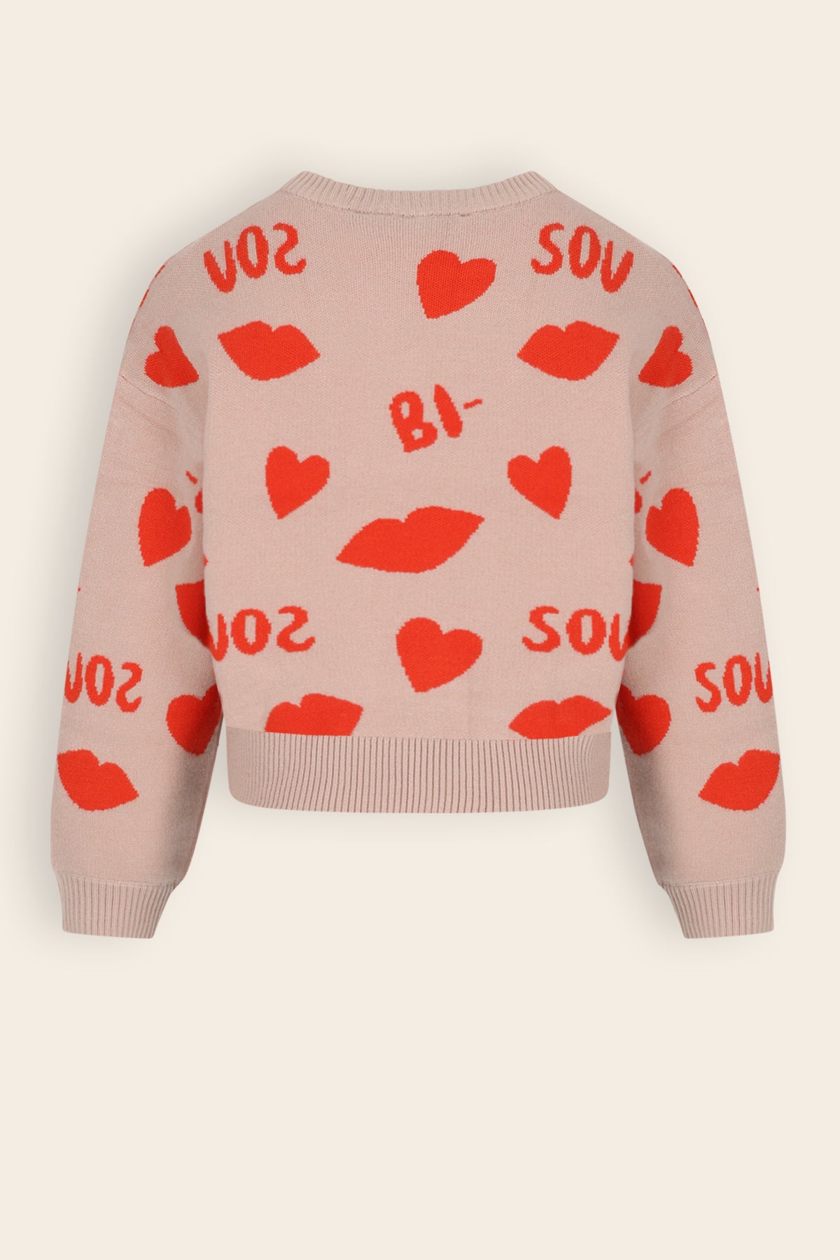 Katie Knitted Jacquard 'Bisou' Jumper Sand