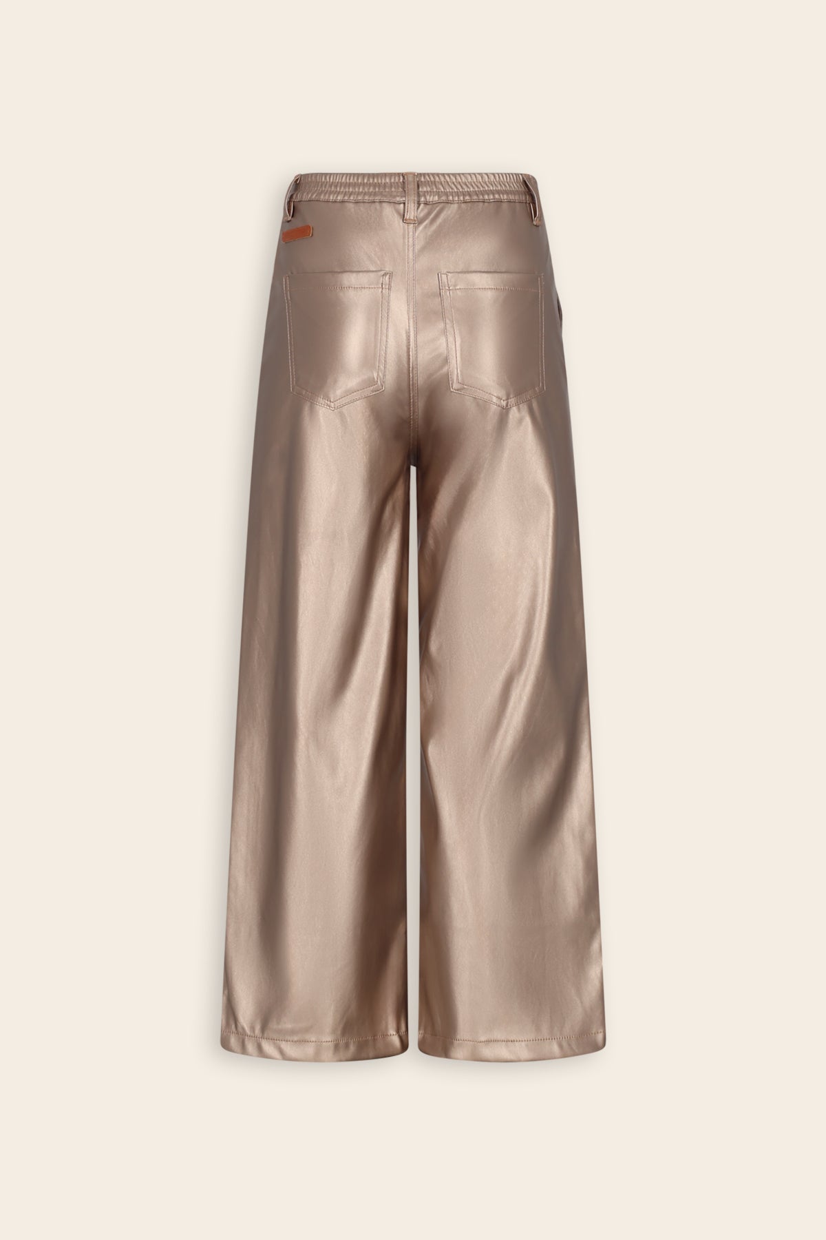 Simoa Shiny Broek Wijde Pijp Zand