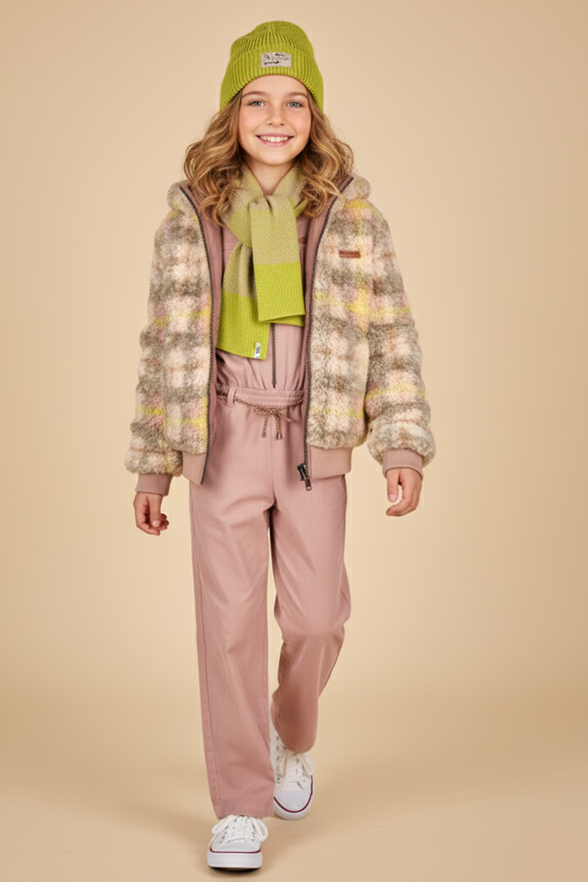 Reversible Teddy Winterjas & Twill Jumpsuit Oud Roze