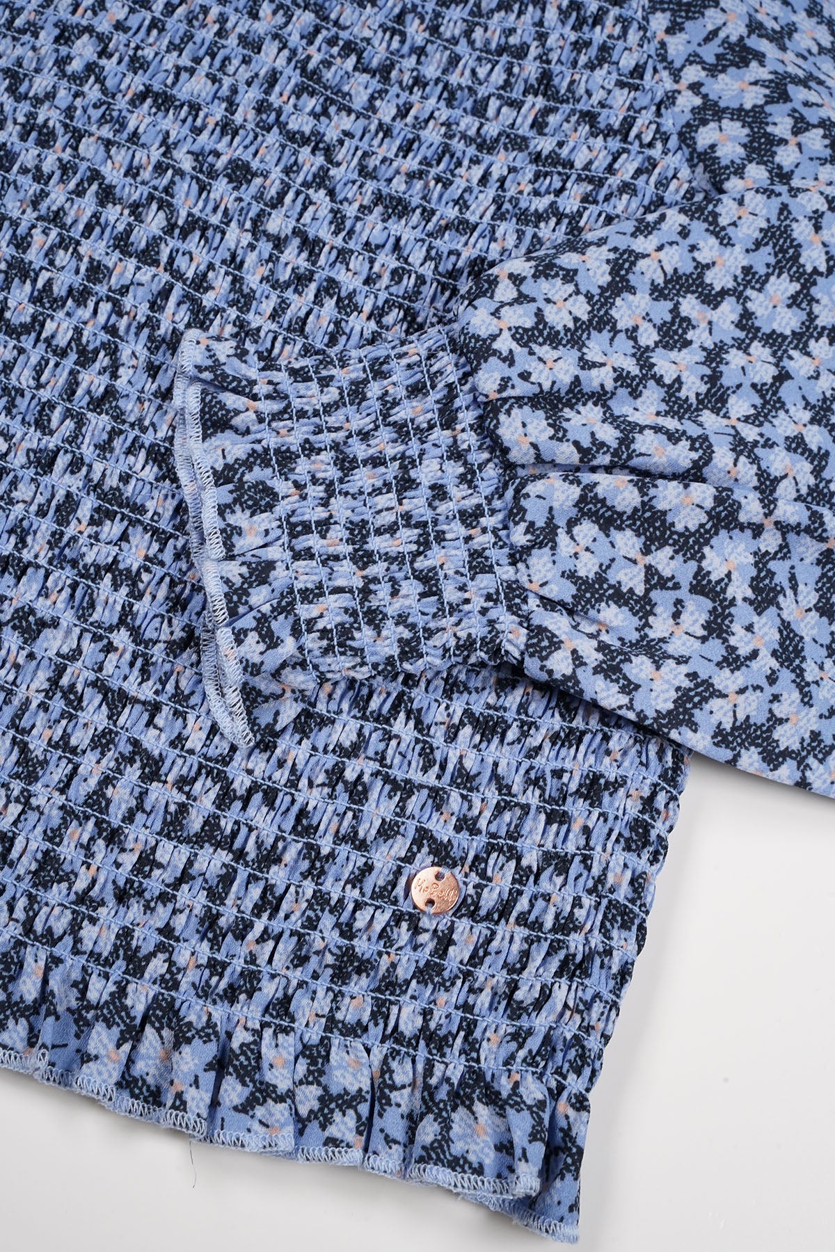 Tessa Smocked Gebloemde Blouse Blauw