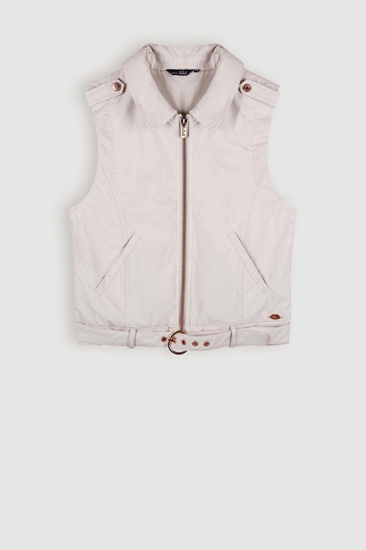 Bowie Fake Leather Biker Gilette Ivory
