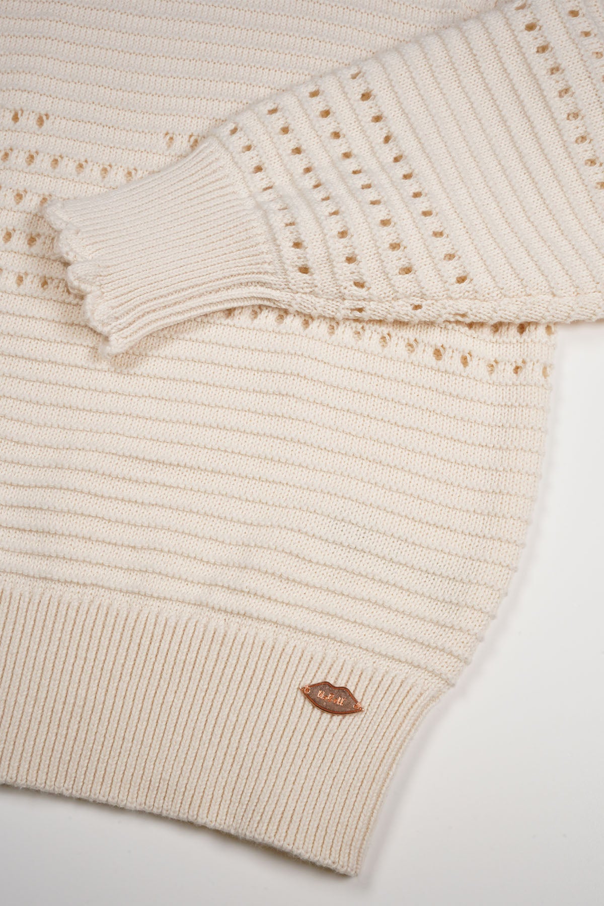 Amelie Pointelle Knitted Sweater Ivory