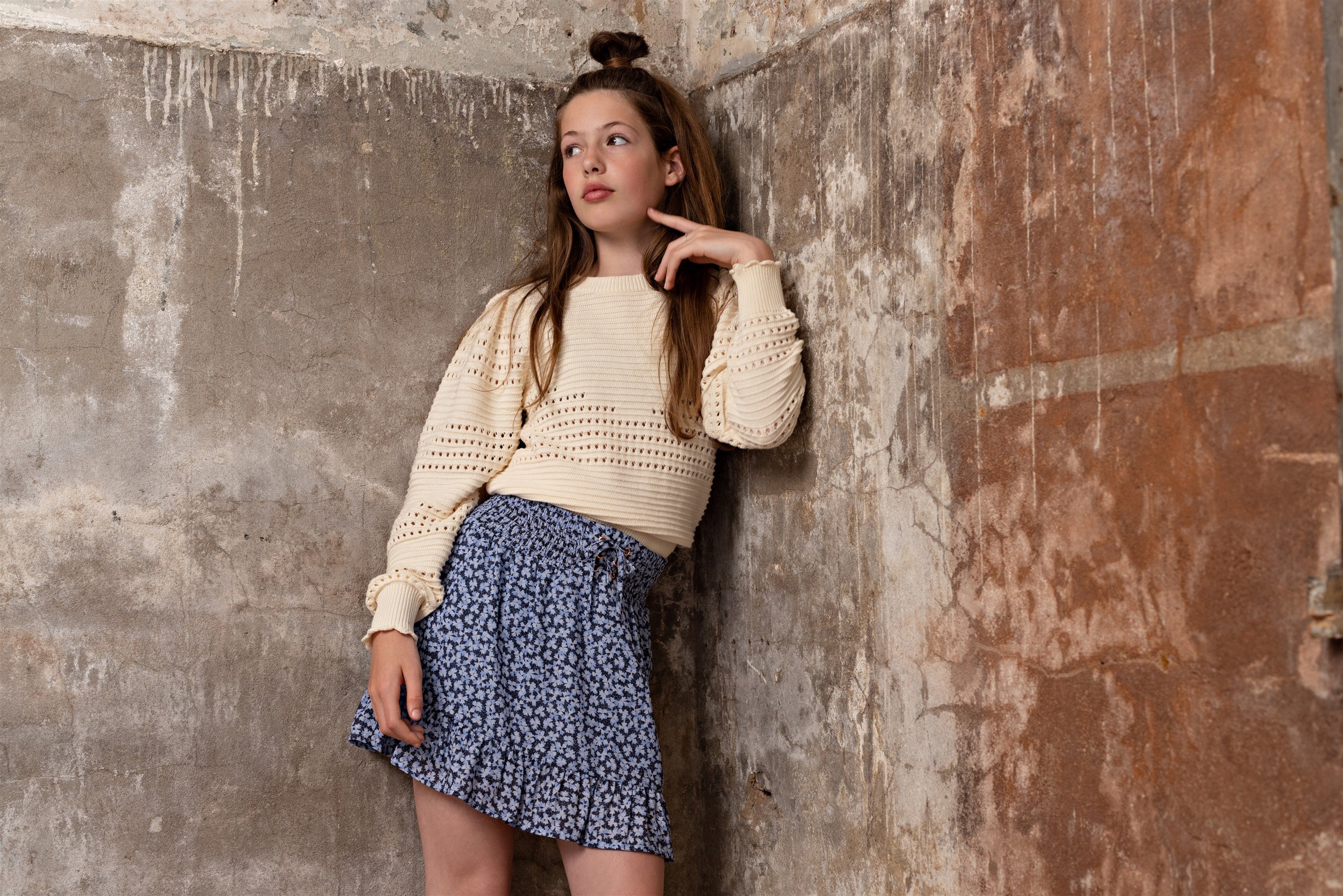 Amelie Pointelle Knitted Sweater Ivory