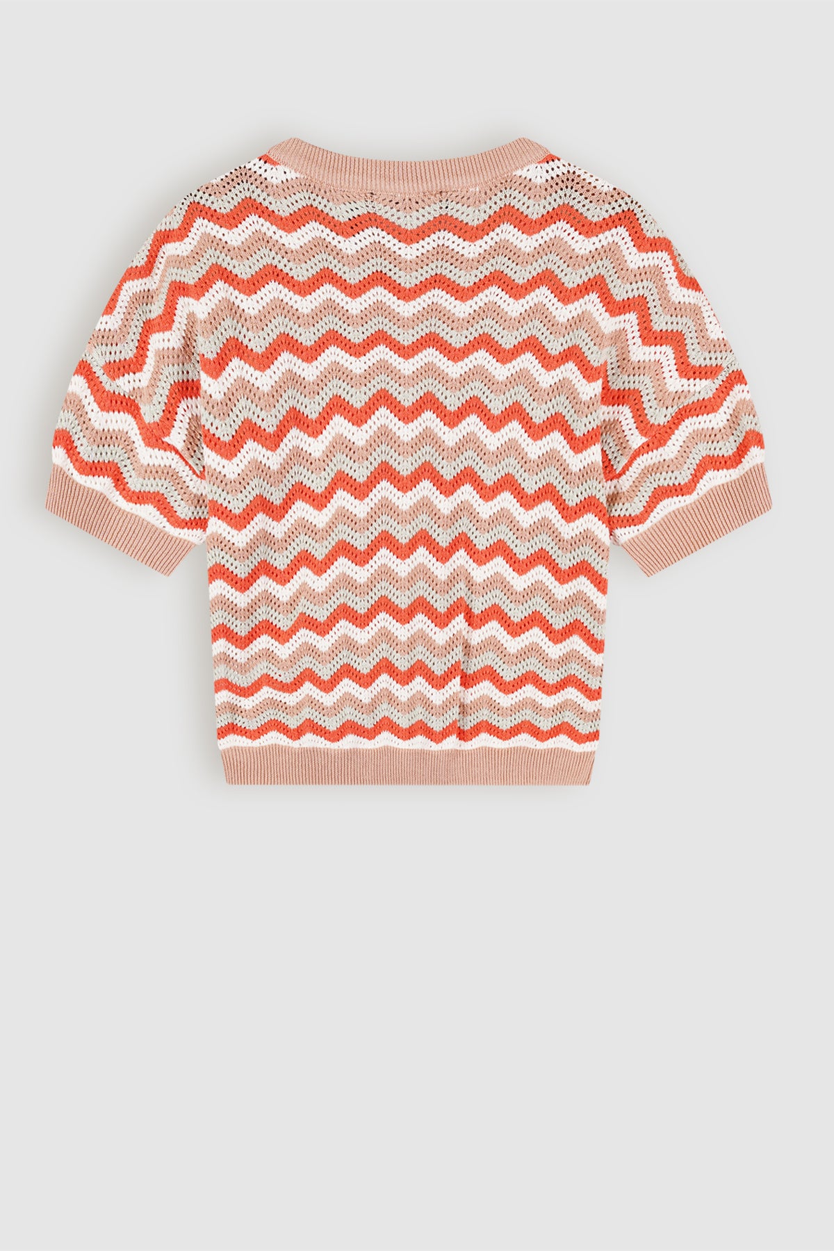 Alic Zigzag Knitted Crop Sweater Multicolor Sand Blush
