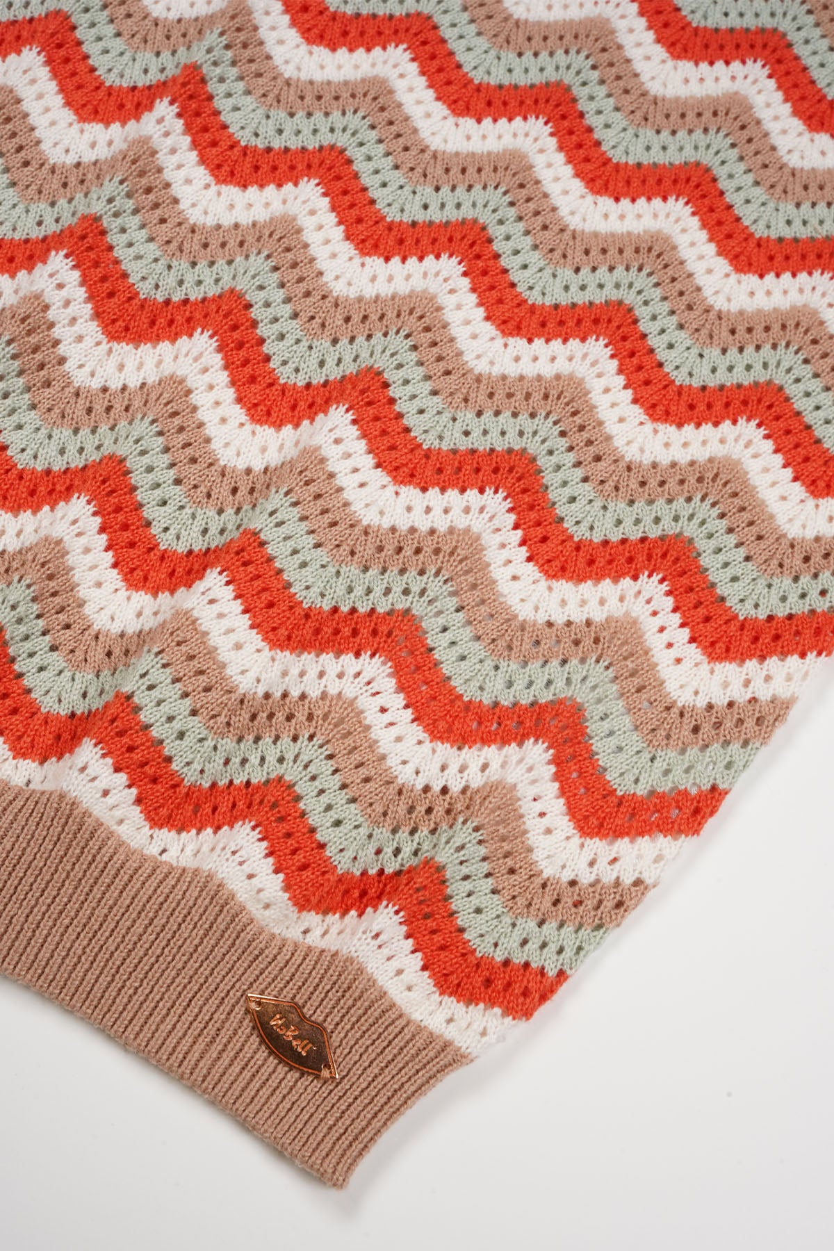 Alic Zigzag Knitted Crop Sweater Multicolor Sand Blush