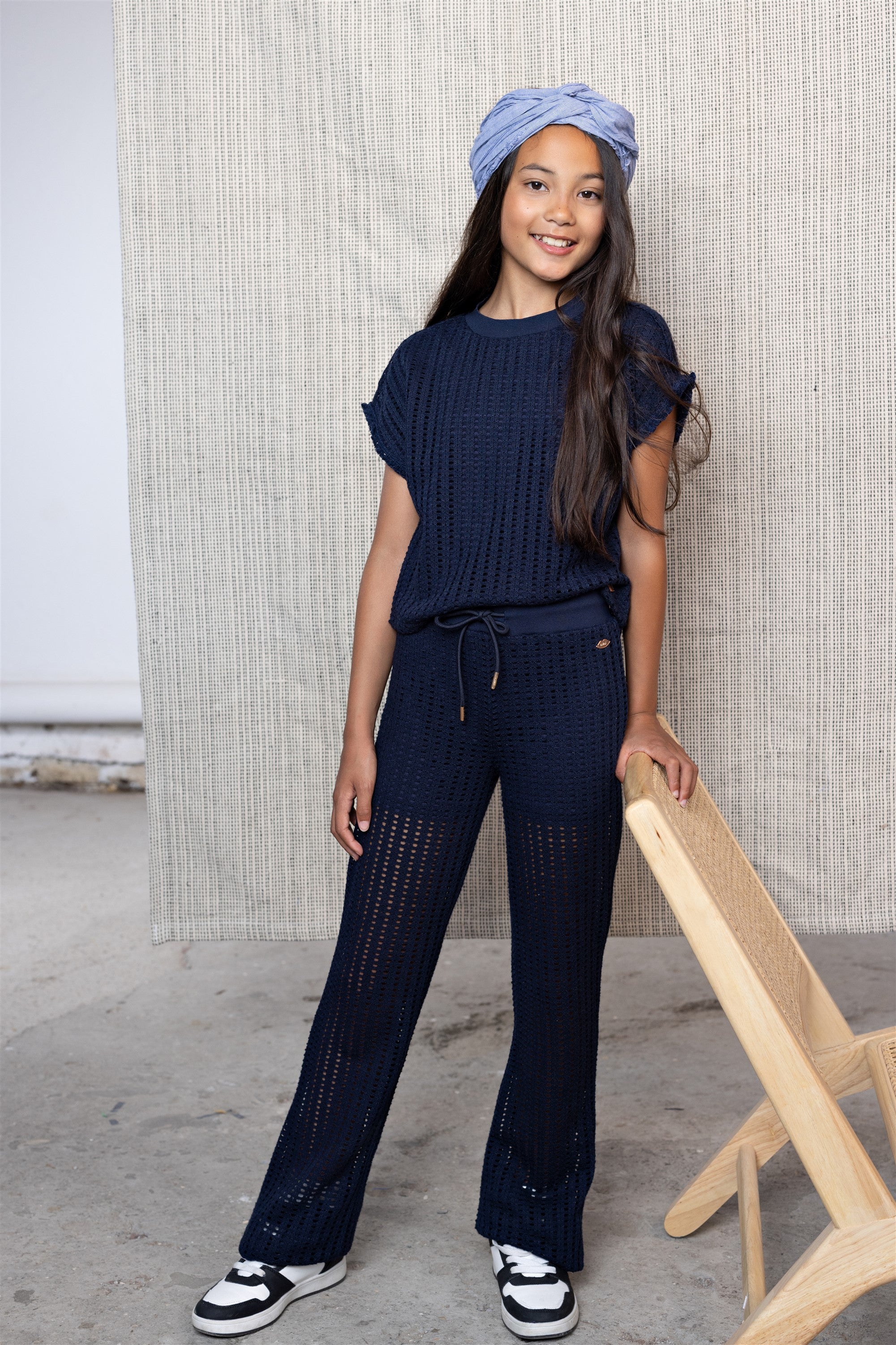 Sisou Crochet Flared Broek Navy