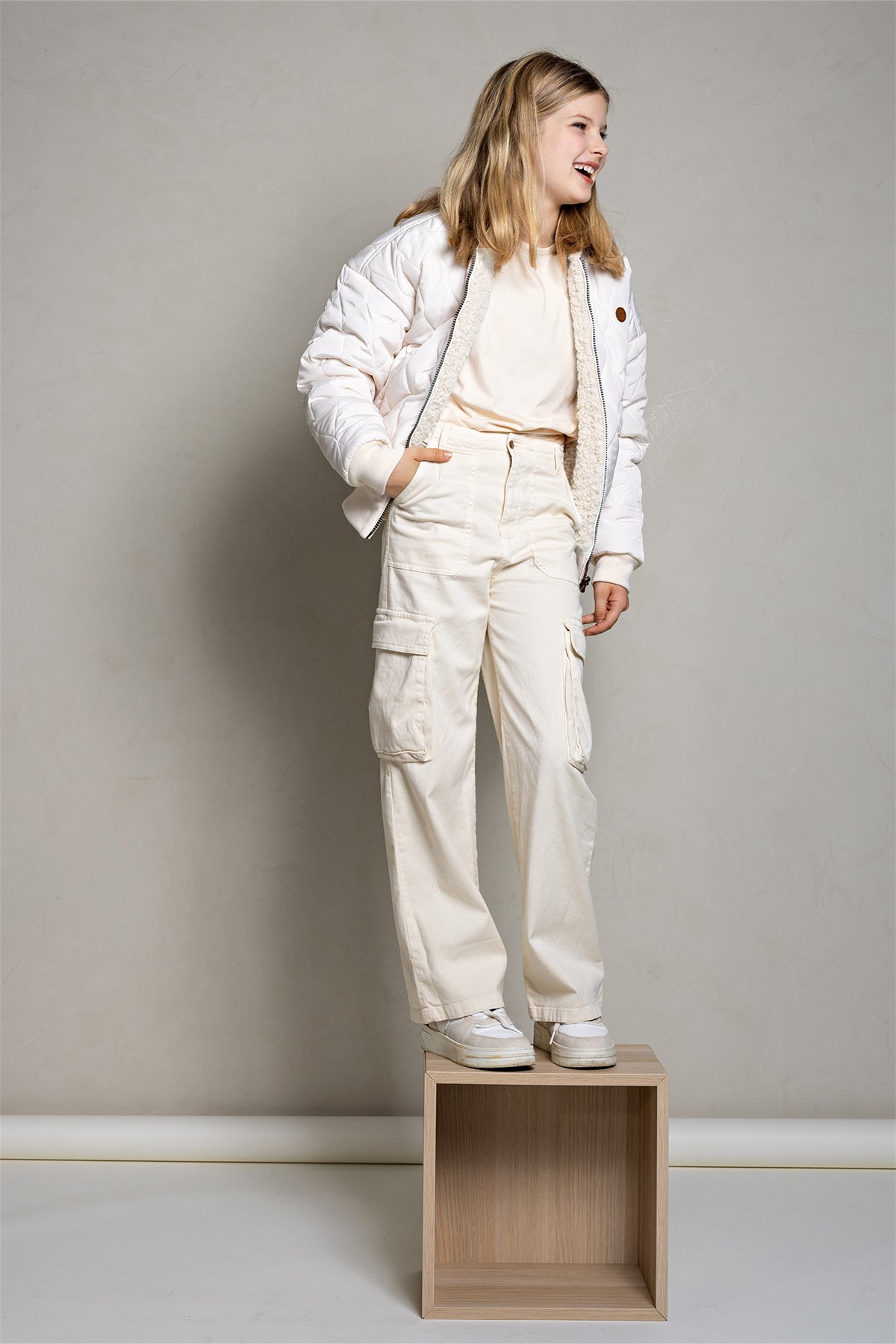 Bombi Reversible Jacket with Hidden Hood Ivory