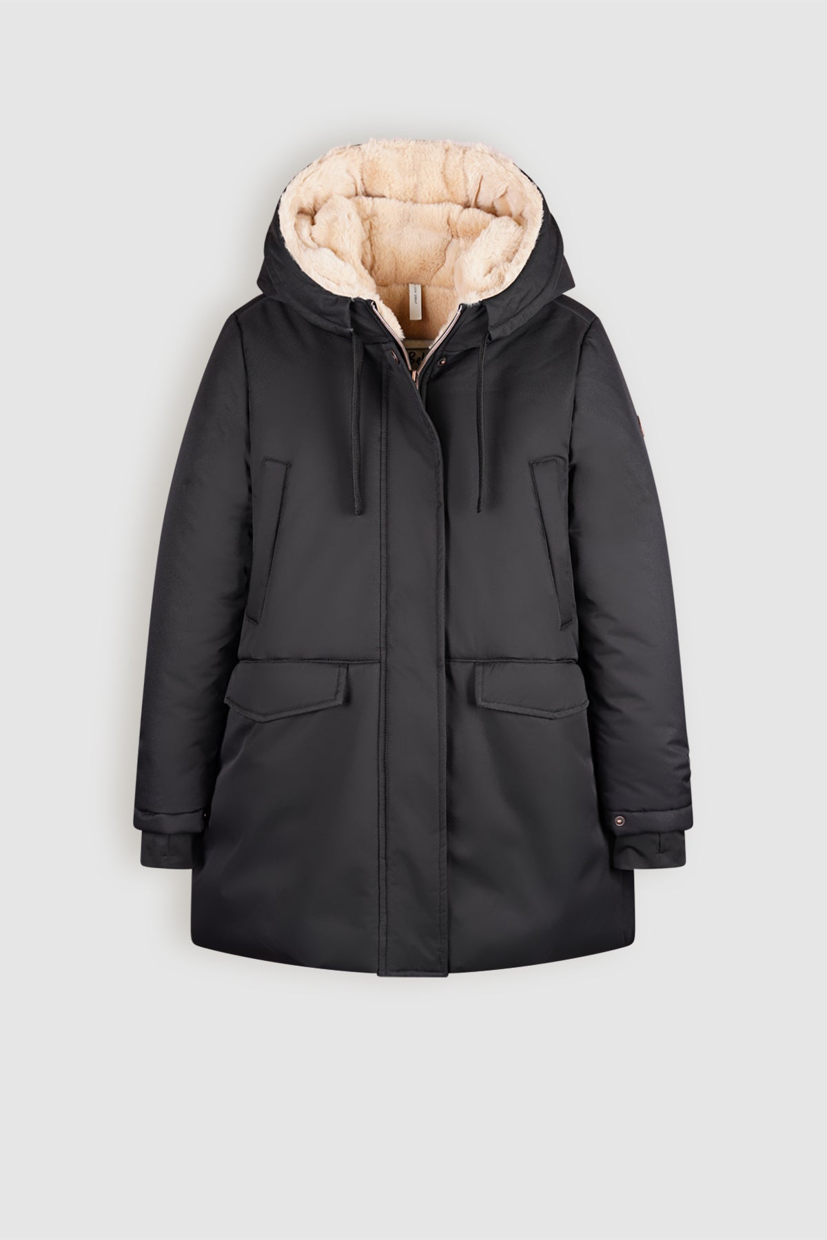 Belvine Long Coat with Hood Black