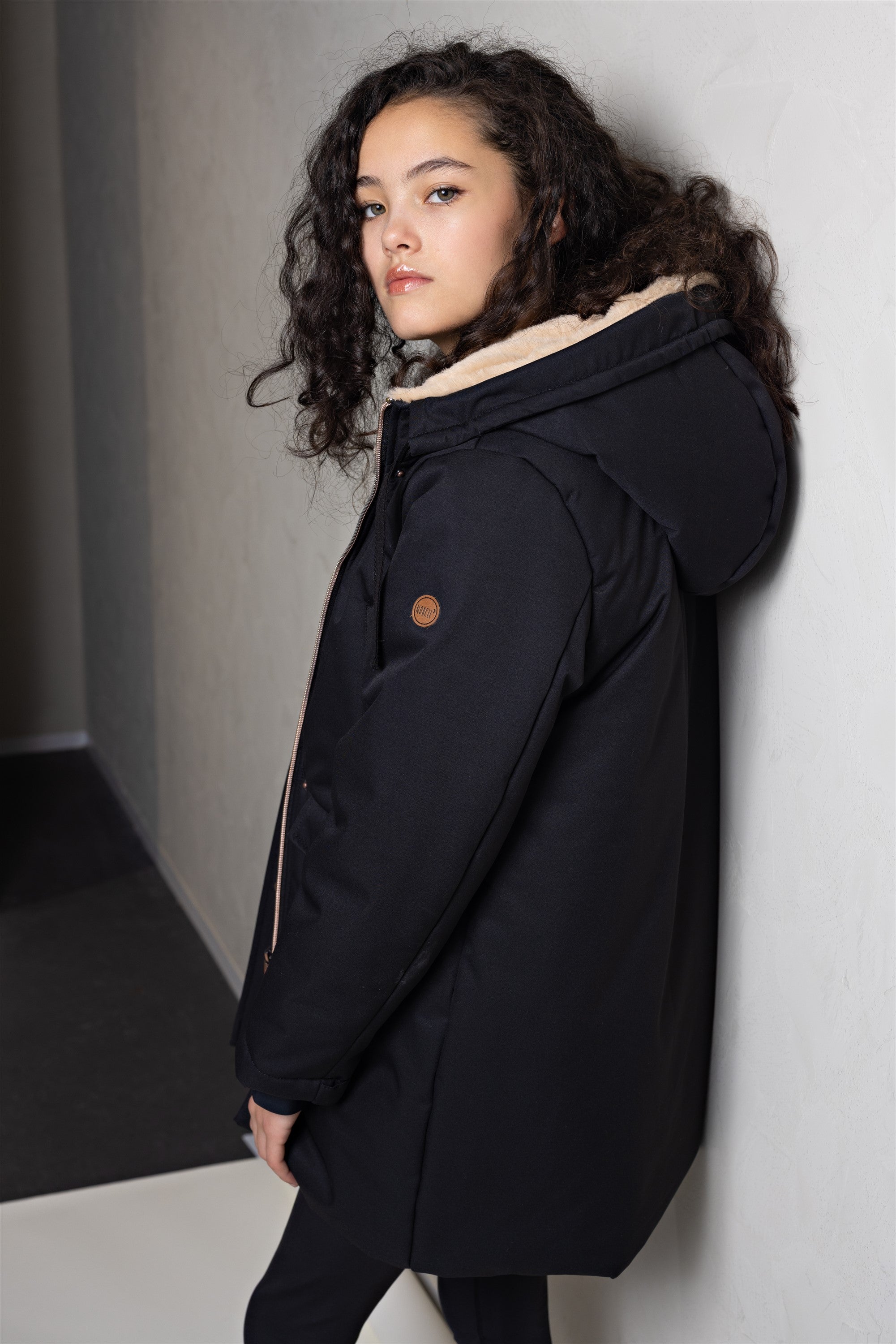 Belvine Long Coat with Hood Black