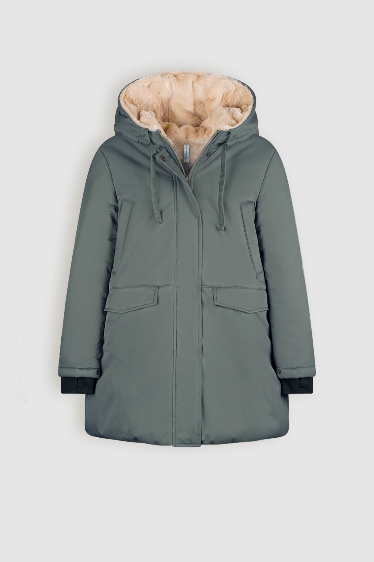 Belvine Long Coat with Hood Green