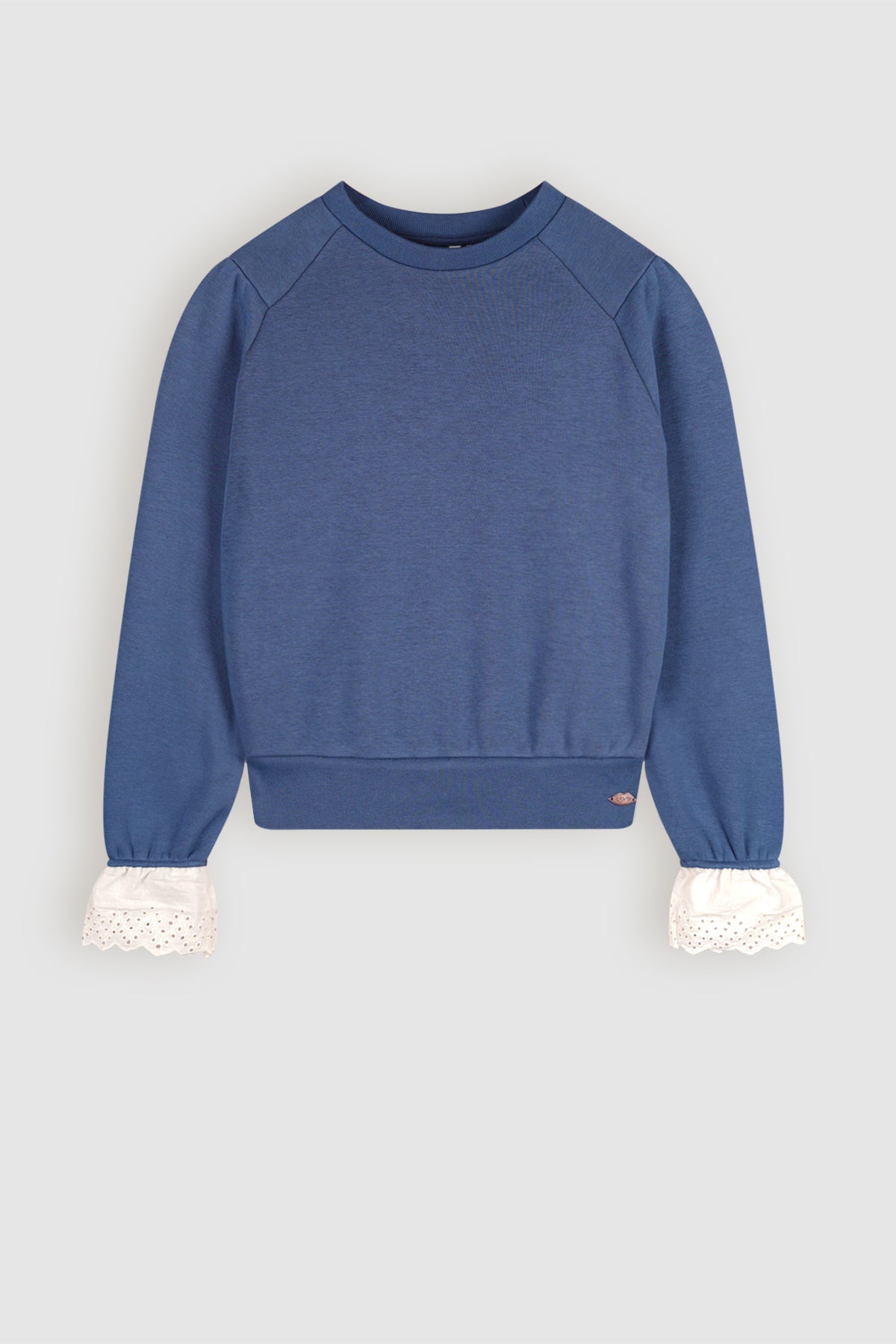 Kaila Sweater with Fancy Broidery Cuffs Blue
