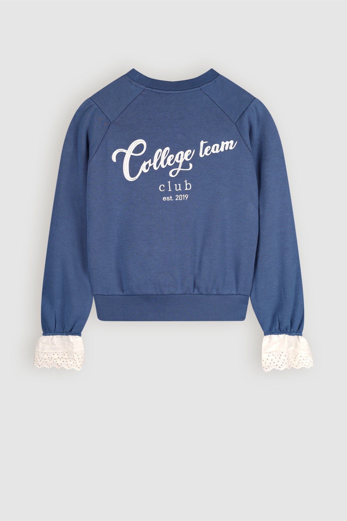 Kaila Sweater with Fancy Broidery Cuffs Blue