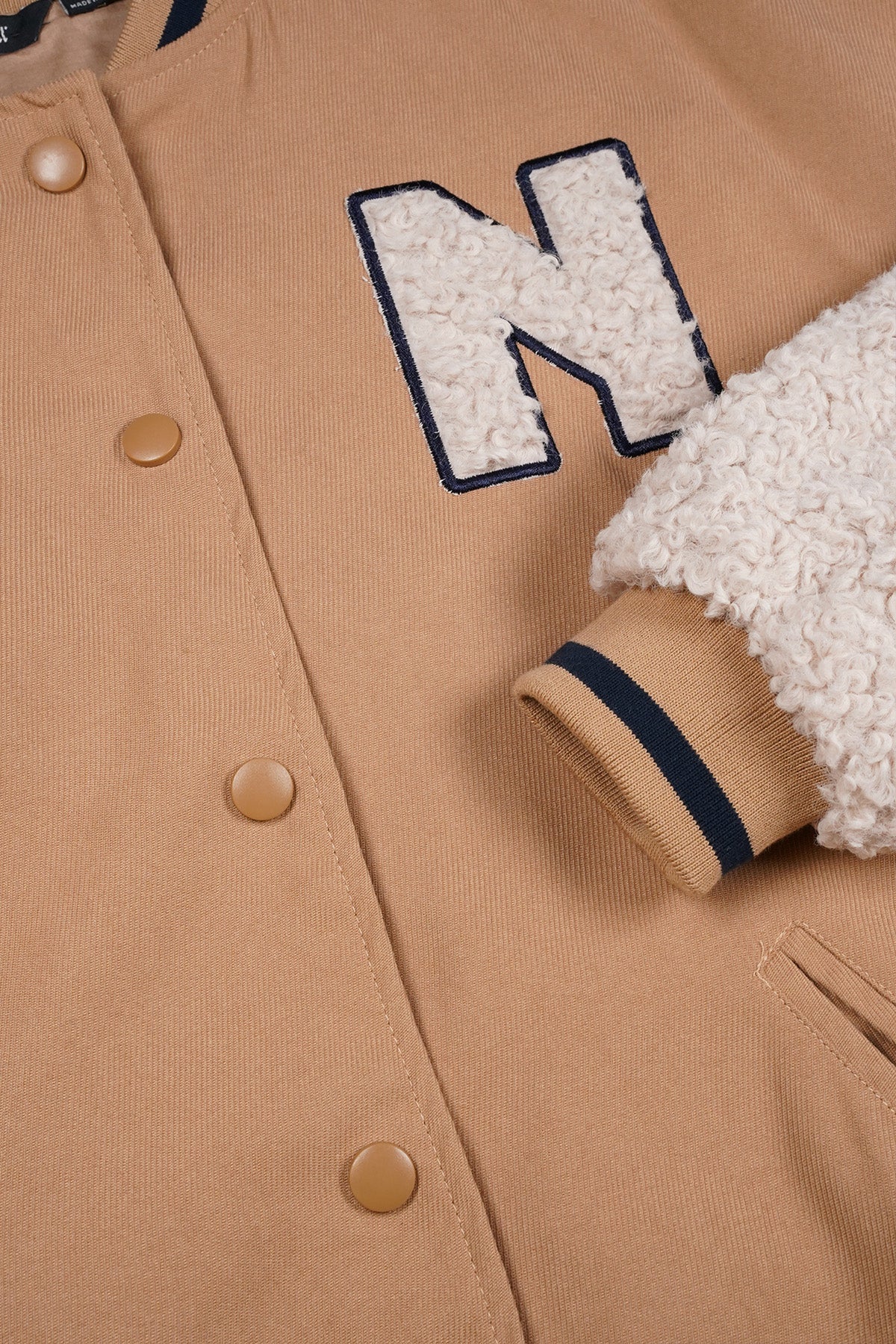 Darsy Oversized Varsity Jacket Sand