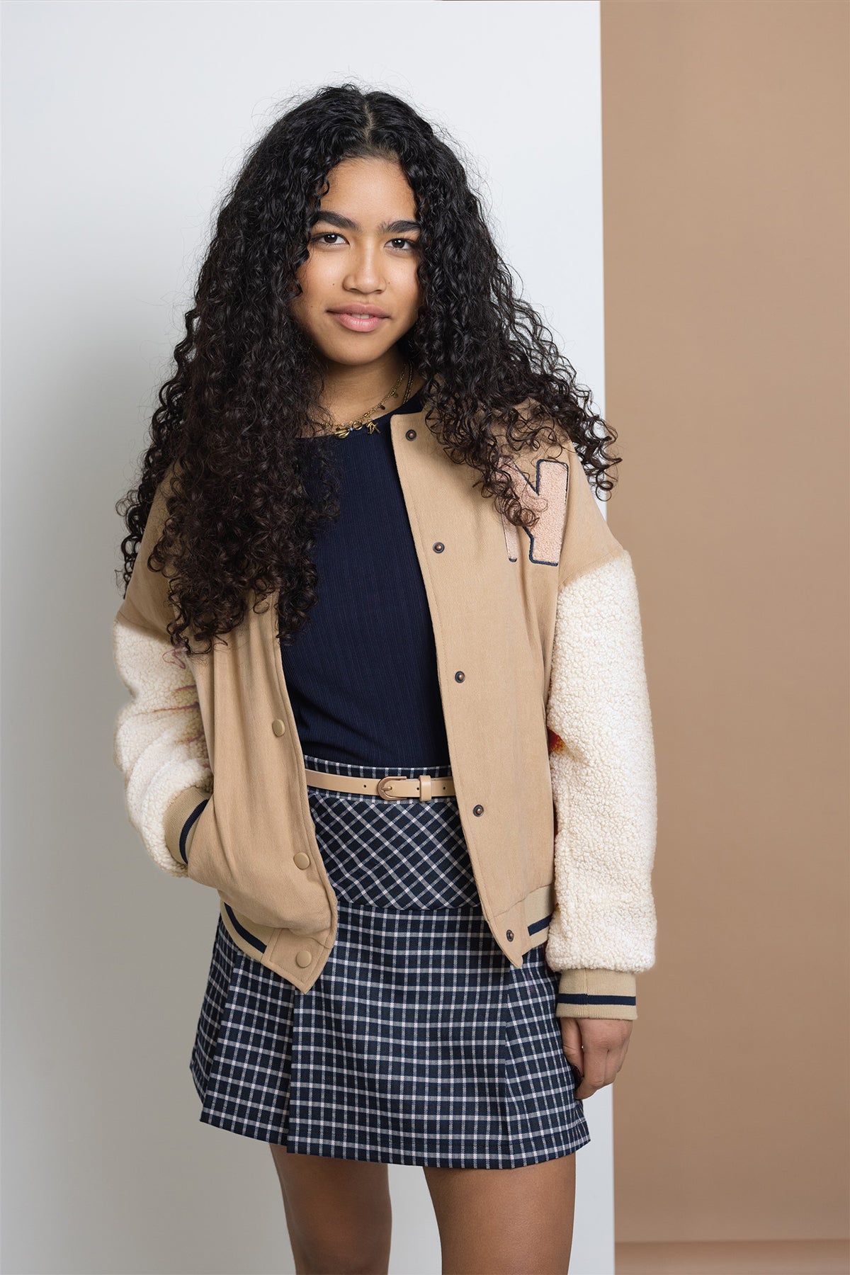 Darsy Oversized Varsity Jacket Sand