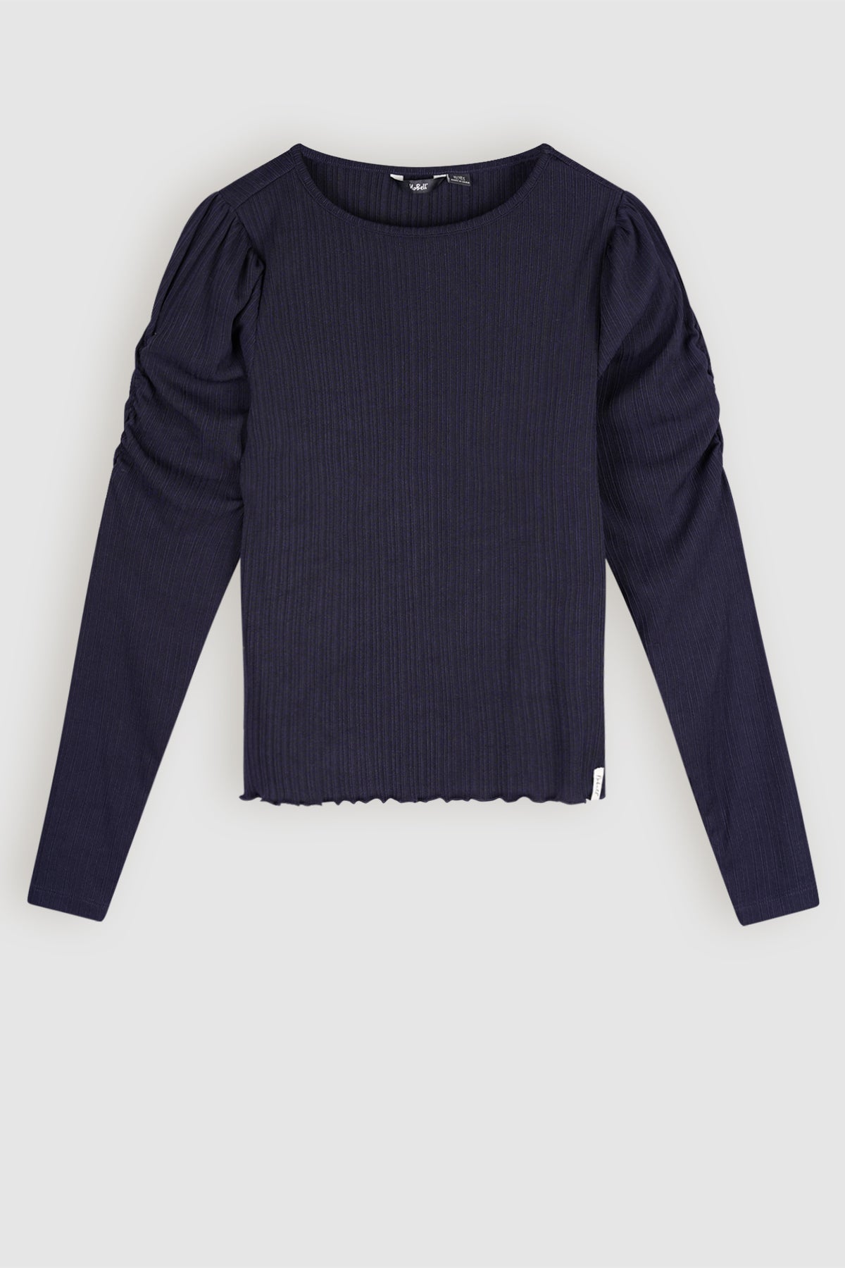Kiss Rib Tshirt with Fancy Sleeve Detail Navy