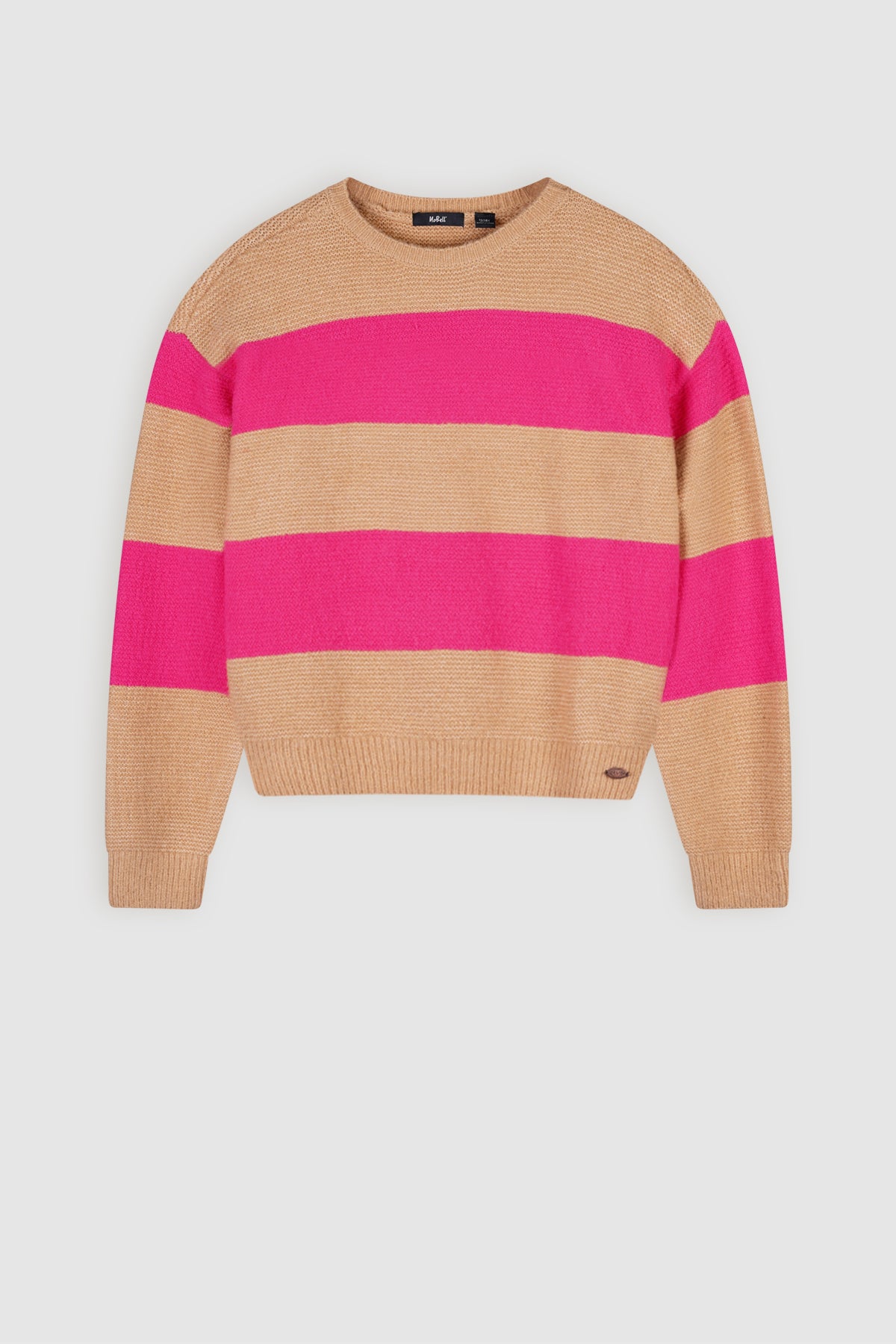 Kessy Knitted Striped Cropped Sweater Bright Pink