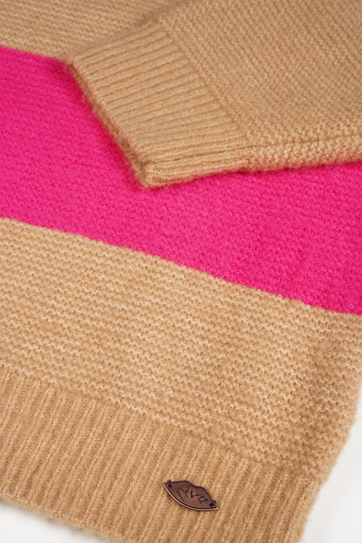 Kessy Knitted Striped Cropped Sweater Bright Pink