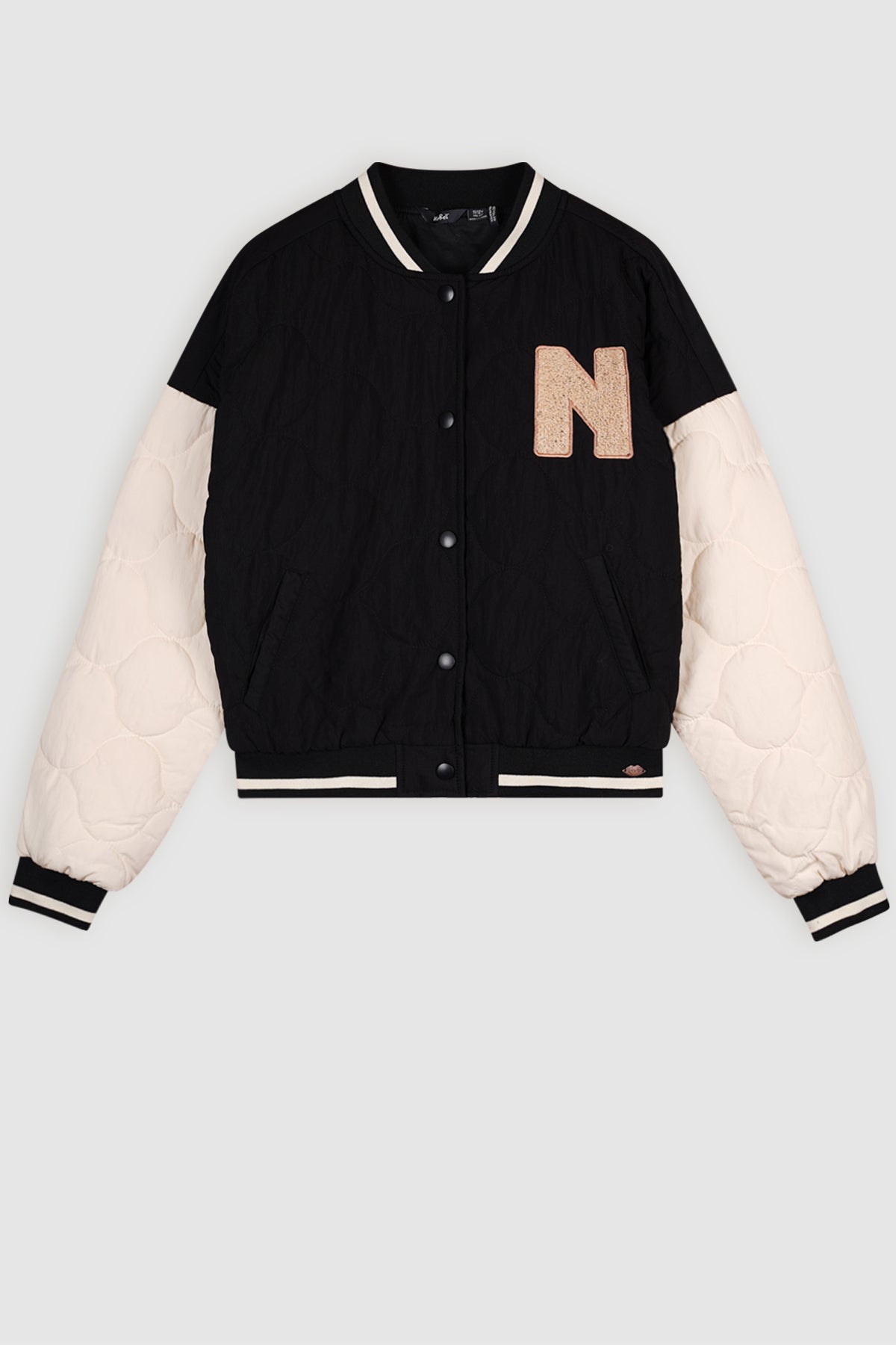 Darsy Stepped Varsity Bomber Jacket Black