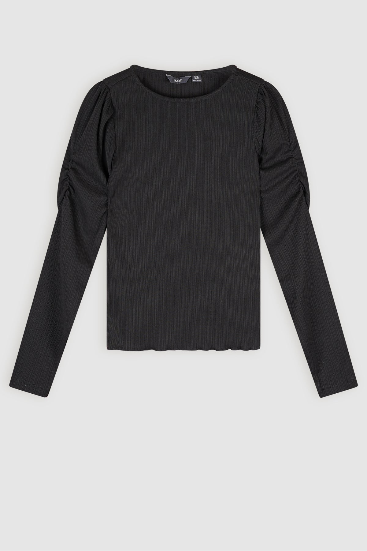 Kiss Rib Tshirt with Fancy Sleeve Detail Black