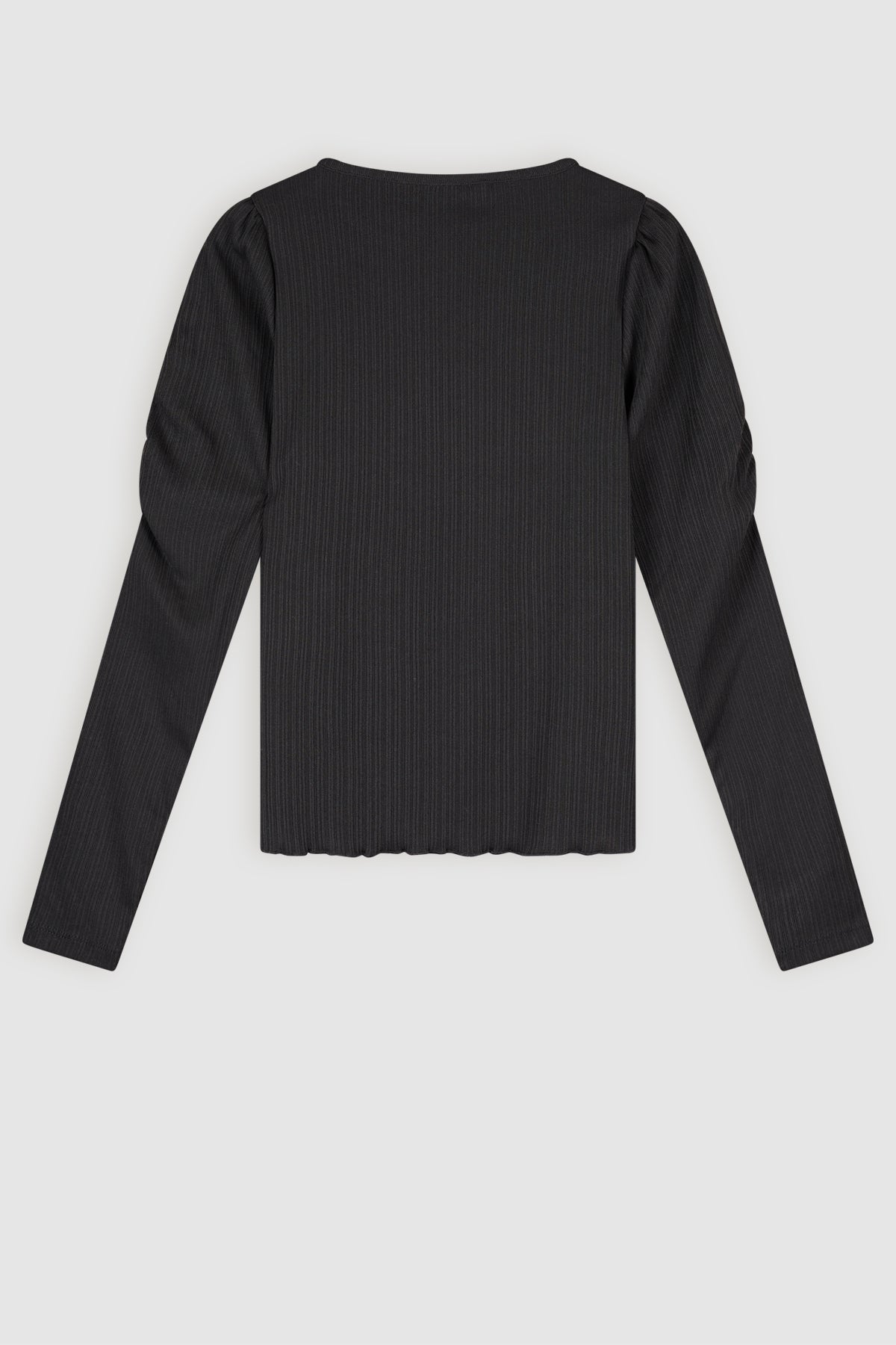 Kiss Rib Tshirt with Fancy Sleeve Detail Black