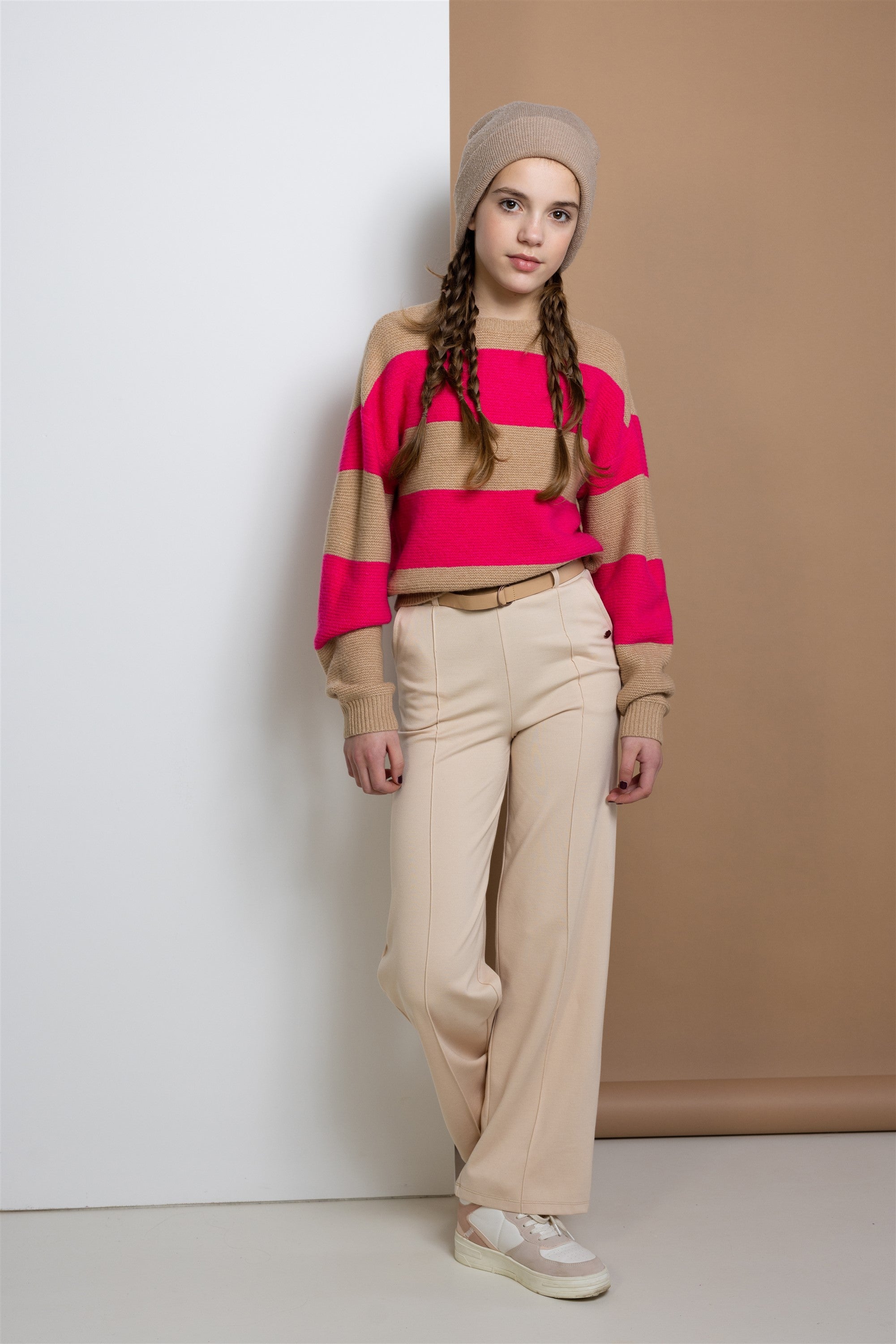 Salet Palazzo Pants with Belt Sand