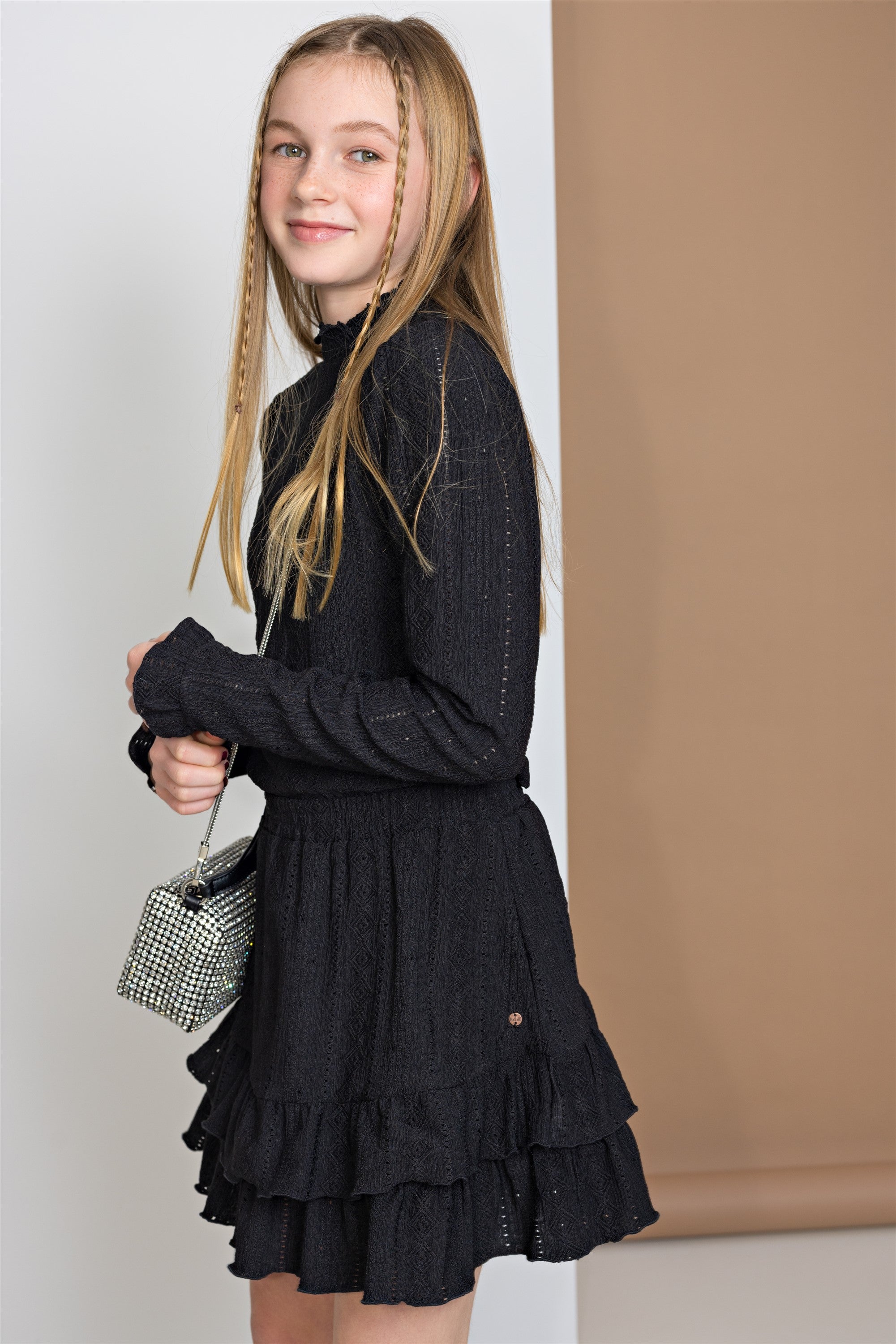 Naia Lace Jersey Skirt Black