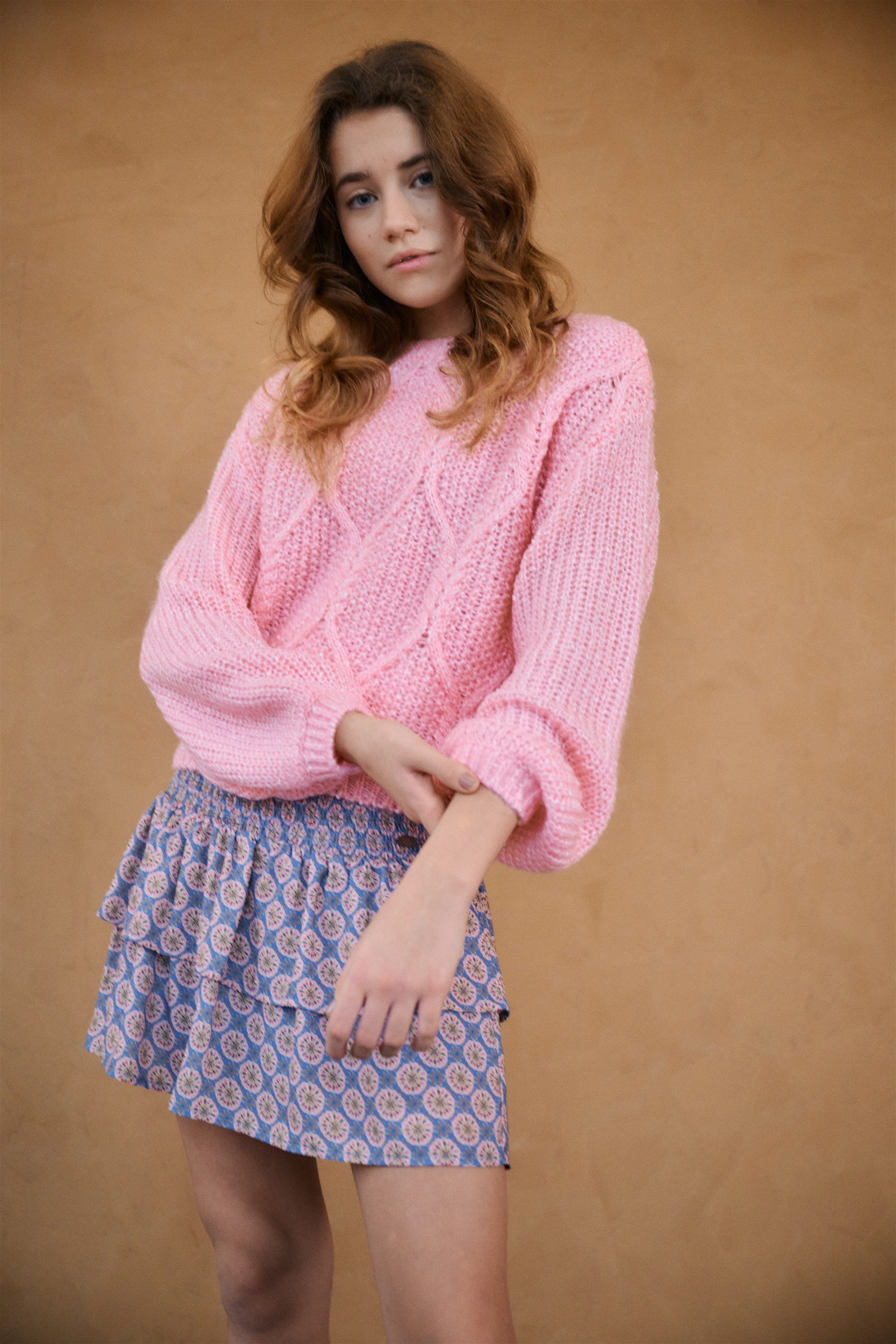 Nika Gesmokte Rok Blauw