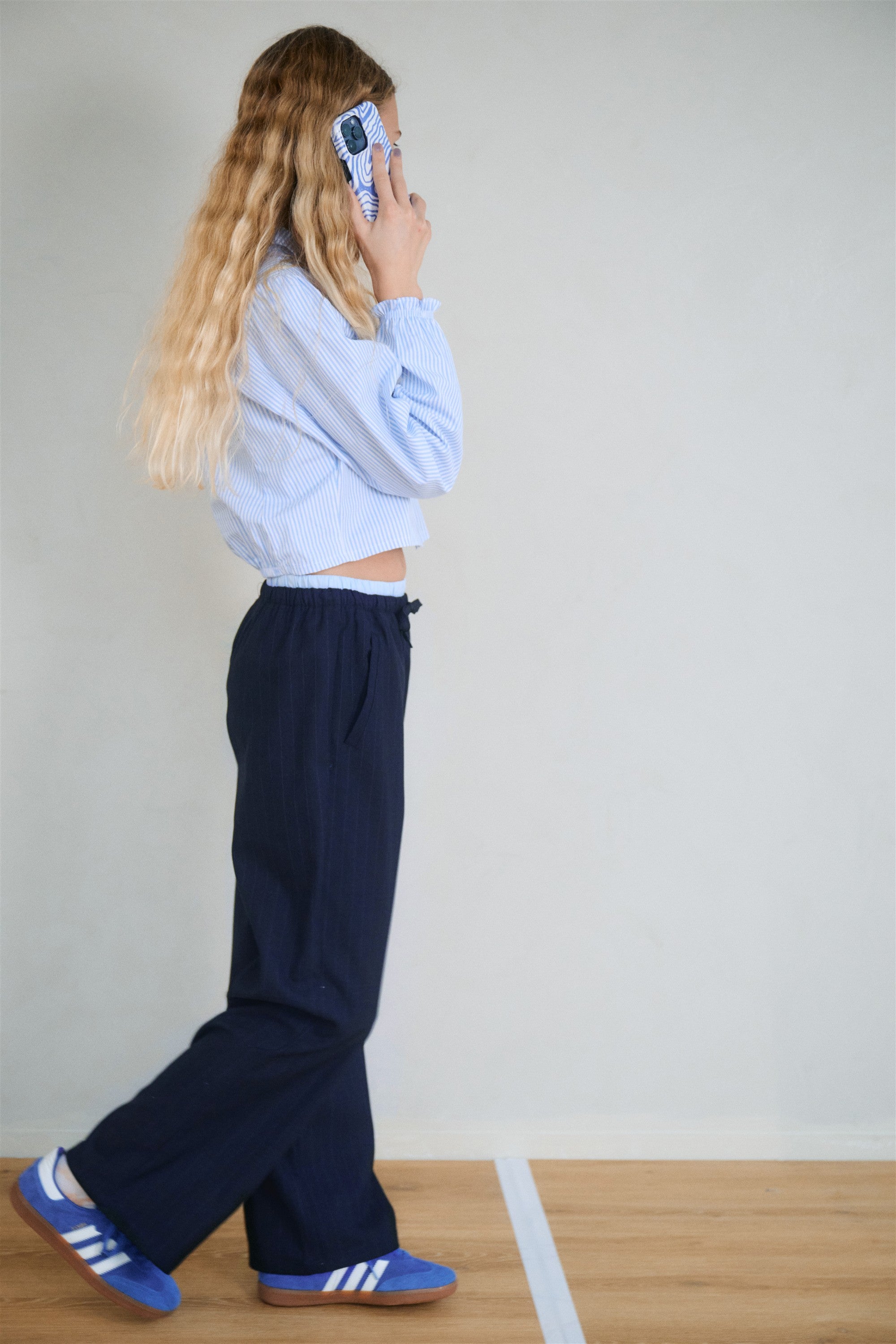 Sub Krijtstreep Broek DonkerBlauw