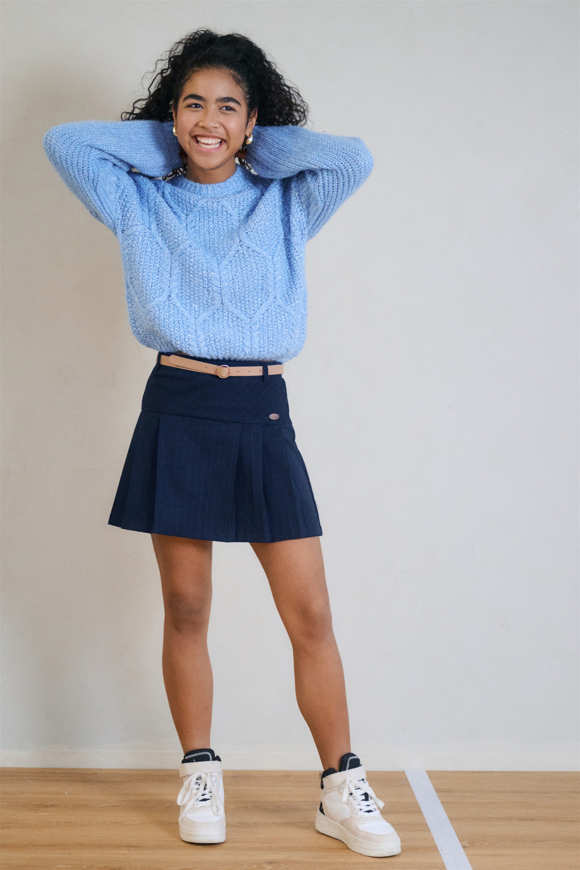 Nimmy Krijtstreep Rok Donkerblauw