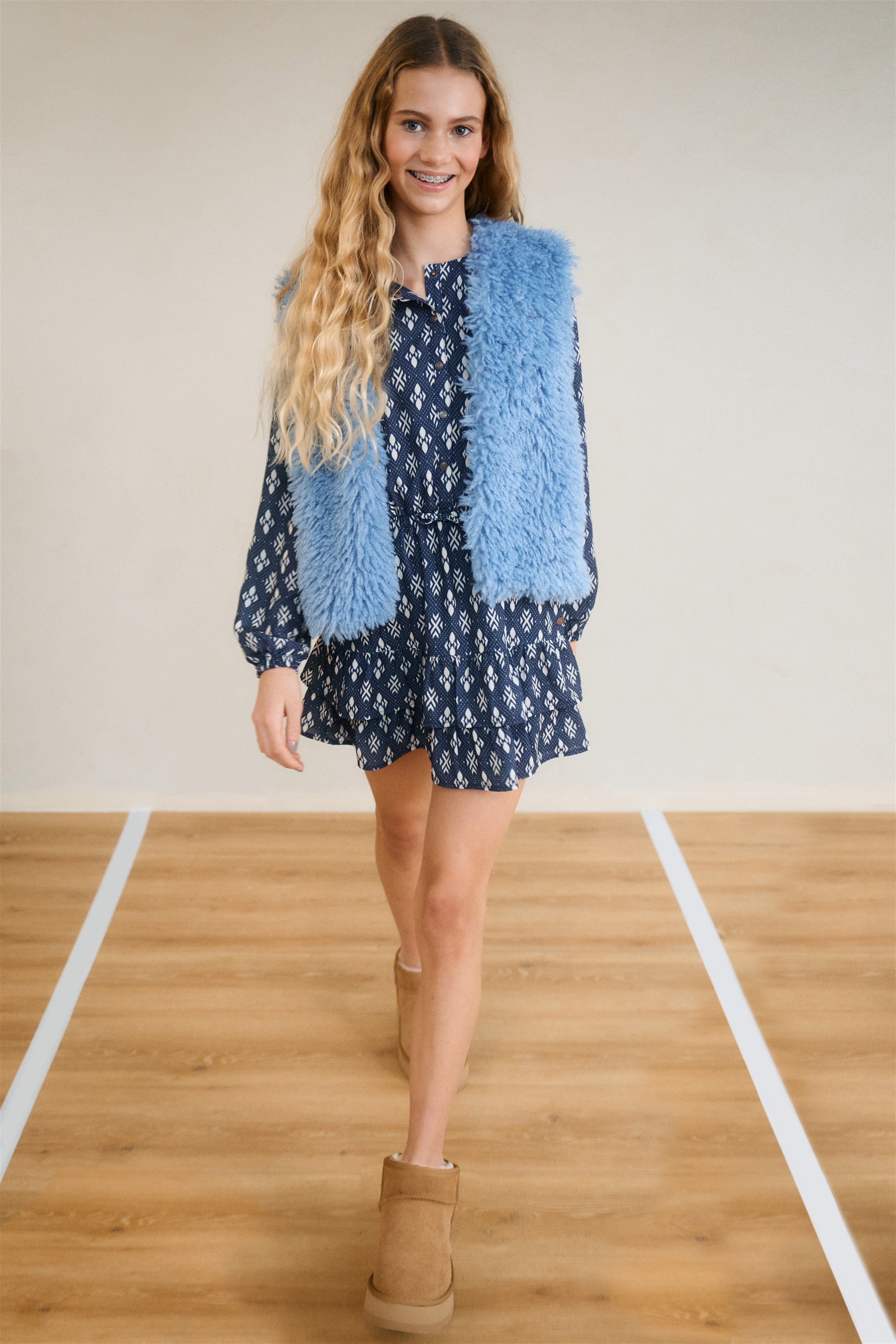 Mayal Geprinte Jurk Donkerblauw