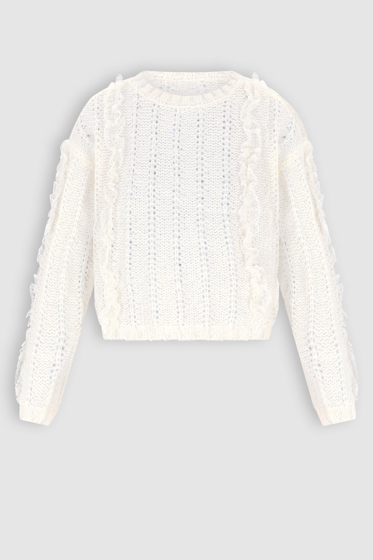 Katy Gebreide Trui met Kant Ivoor