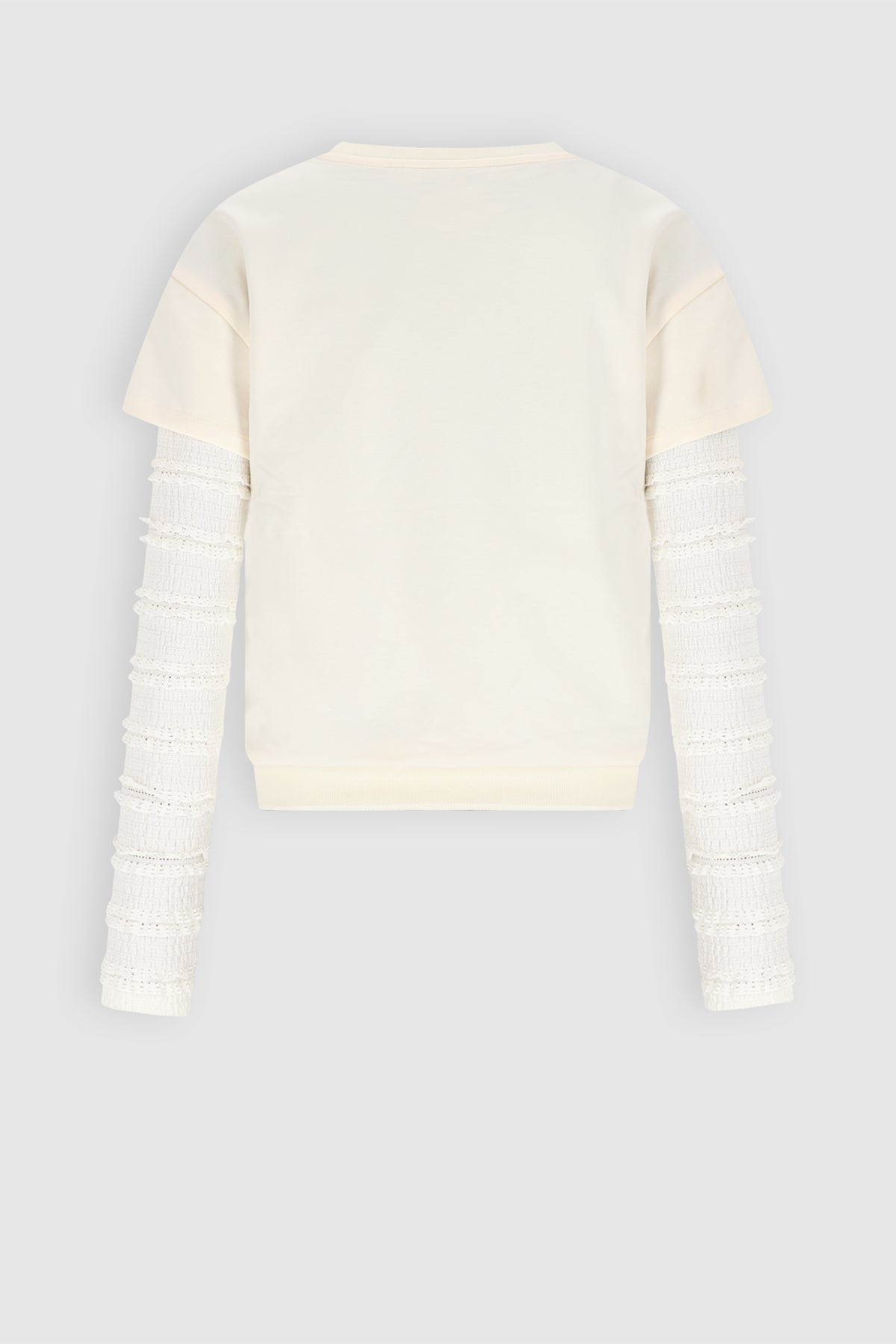 Kase Sweat Top met kant mouwen Ivoor