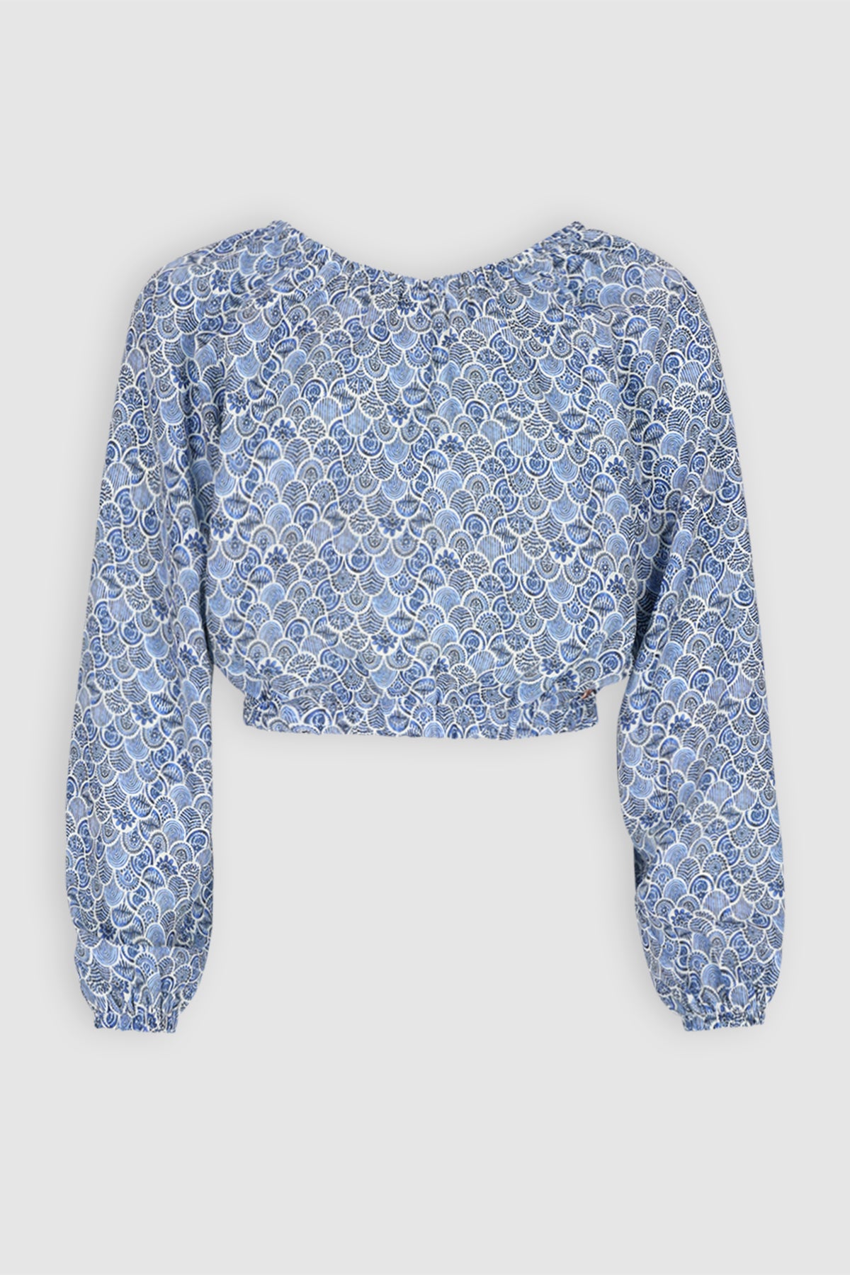 Timra Crop Geprinte Blouse Blauw