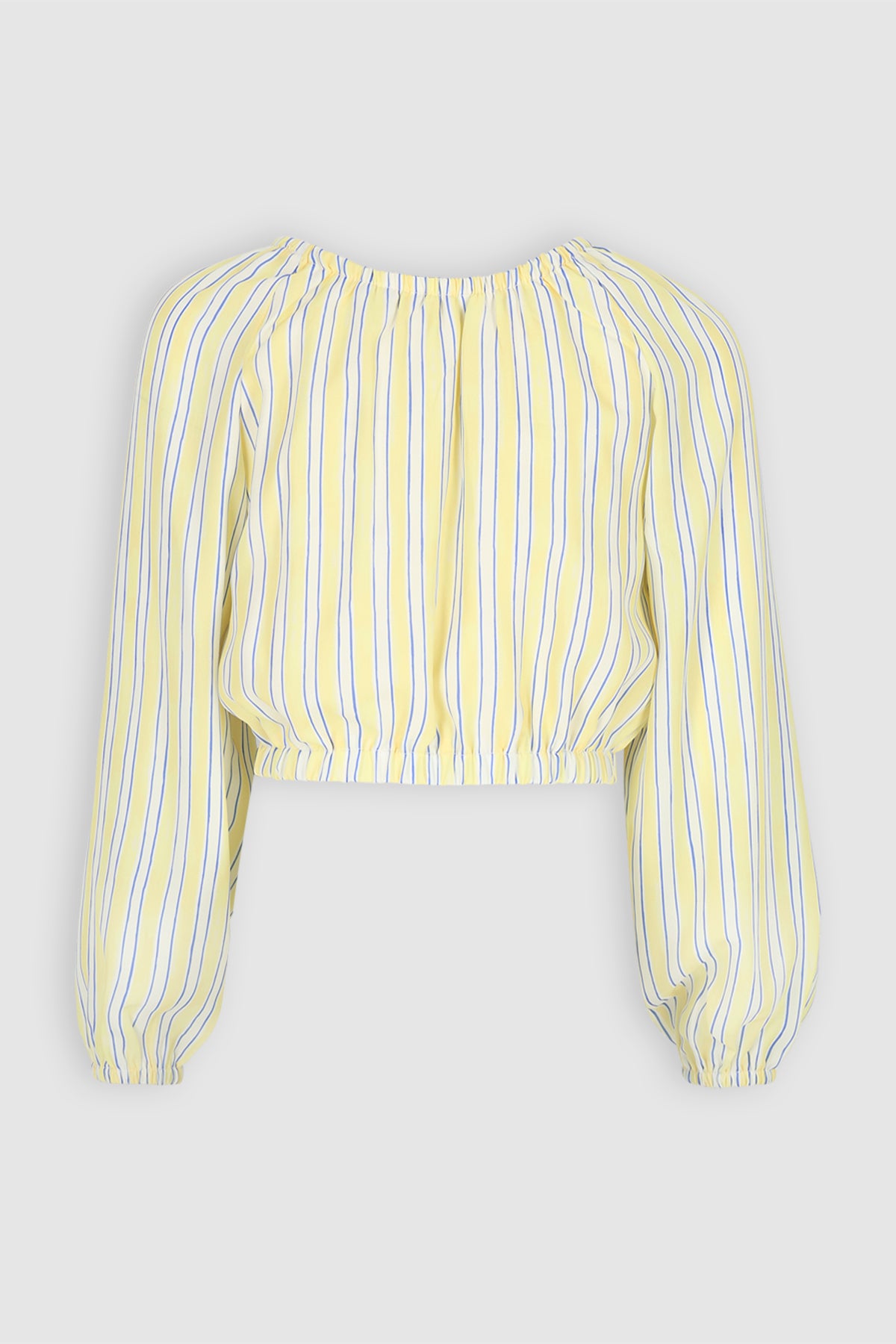 Timra Crop Gestreepte Blouse Geel