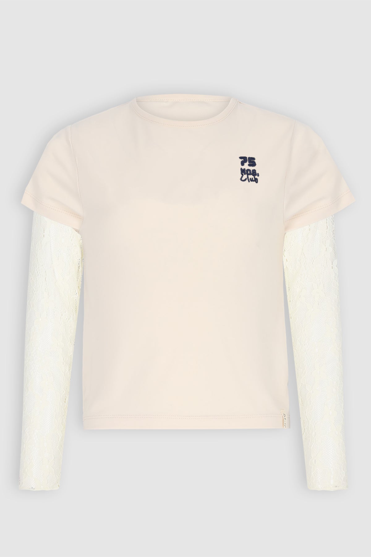 Kase Tshirt met kanten mouwen Ivoor